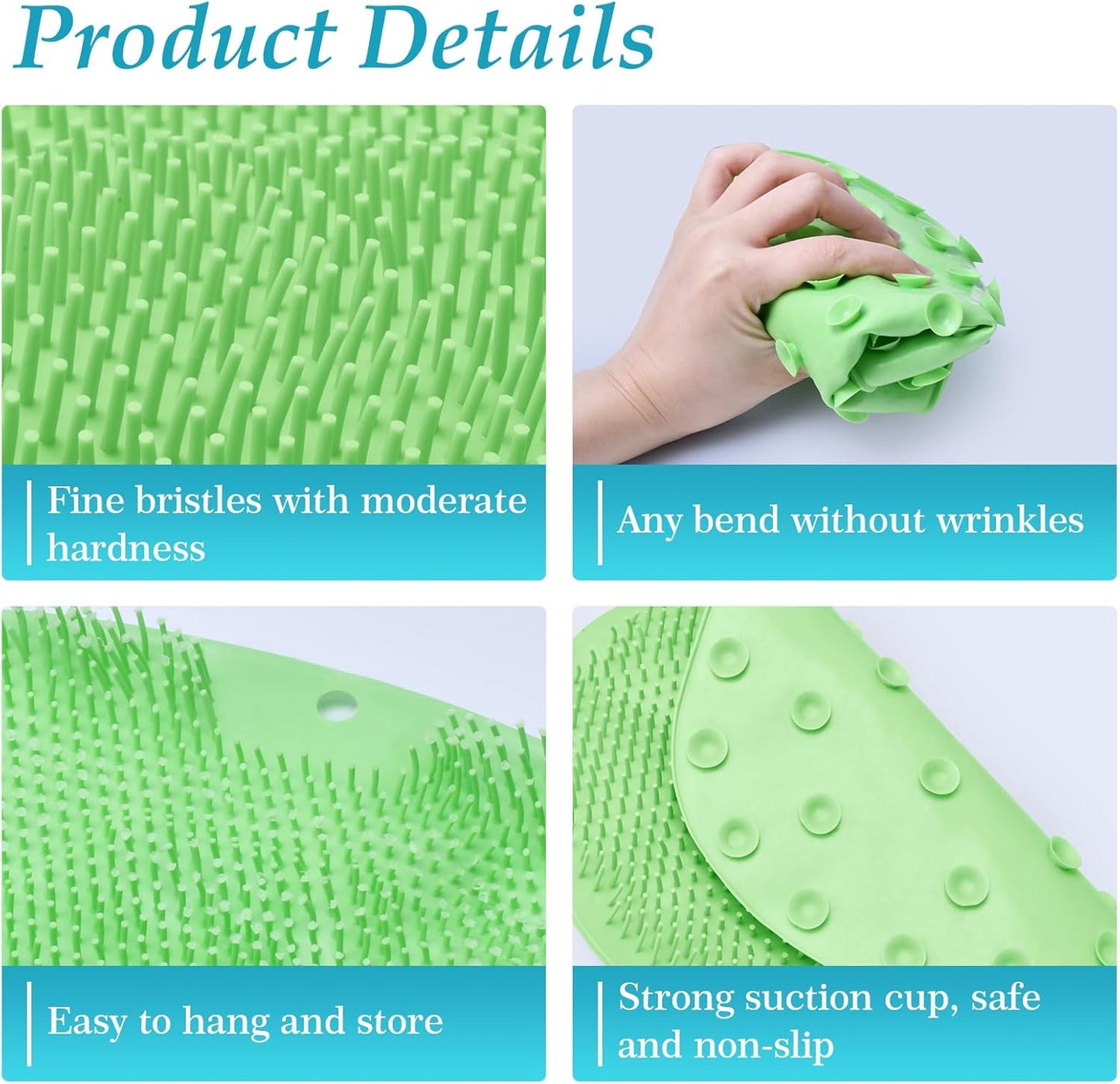 2-in-1 Shower Foot Scrubber Mat, Heavy Duty Bath Brush with Suction Cups, Back Scrubber and Mat Wall Mounted, Exfoliating Foot Scrubber for Men and Women(Green)