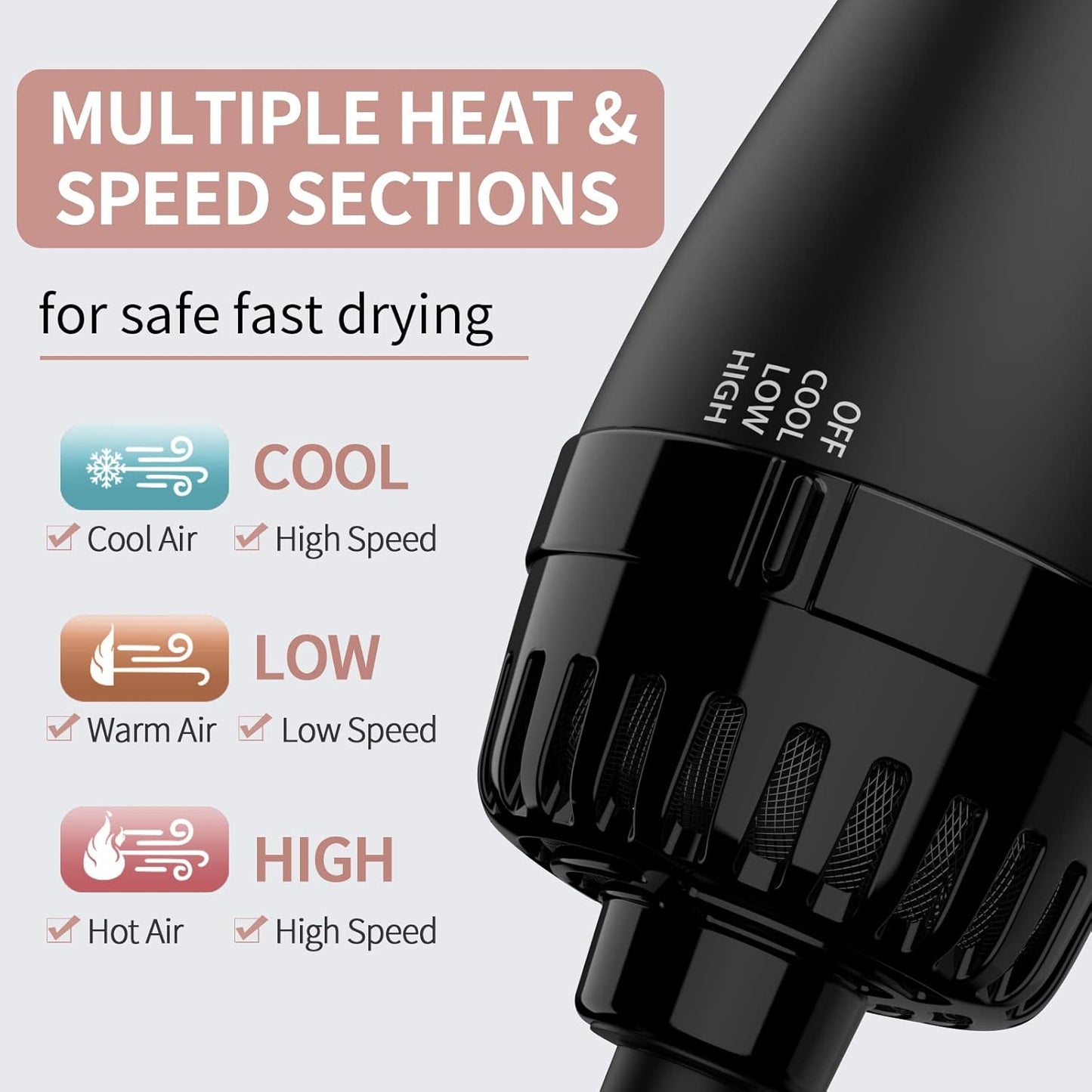 Hair Dryer Brush Blow Dryer in One, Upgraded 4 in 1 Hair Dryer and Styler Volumizer with Negative Ion Anti-frizz Ceramic Titanium Barrel Hot Air Hair Straightener Brush