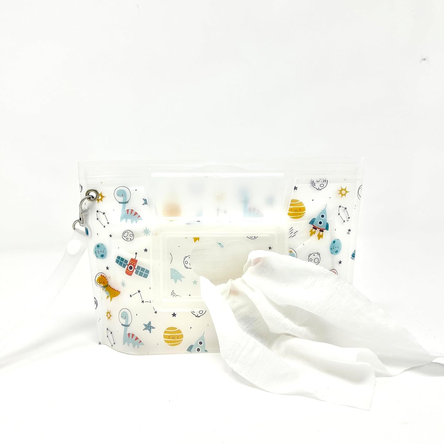 Baby Wipes Dispenser - Portable & Refillable Wet Wipe Pouch, Reusable Baby Wipes Holder & Baby Wipe Container, Baby Essential, Makeup Wipe Travel Case - Dinosaurs Love, 2pcs