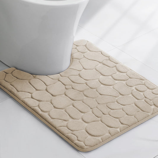 YIHOUSE Memory Foam Bath Mat Cobblestone Bathroom Rugs Super Water Absorbent Bath Mats for Bathroom Machine Washable Bath Rugs(20 x 24,Khaki)