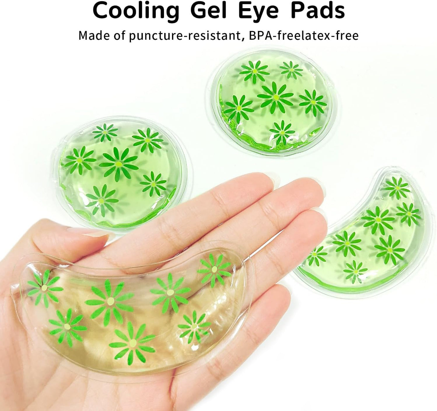 4PCS Gel Eye Ice Pack Set, Cold & Hot Compress, Reusable Cooling Gel Pads for Strain Relief, Relaxation, SPA and sleep(Green leaves)