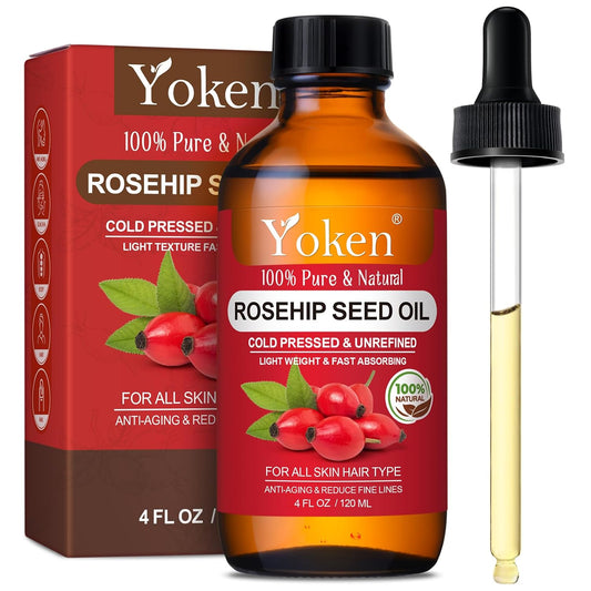 Rosehip Seed Oil For Face,100% Pure Rosehip oils For Skin,Scars,Hair & Nails.4 fl Oz Cold Pressed Rose Hips Oil For Skin Care, Anti-Aging, Scar Treatment, GUA SHA Massage DIY (4 Fl Oz)