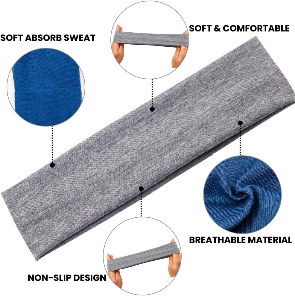 Headbands for Women Non Slip Sports Hair Bands for Women's Hair Stretchy Workout Yoga Running Sweatbands for Women,Pack of 8