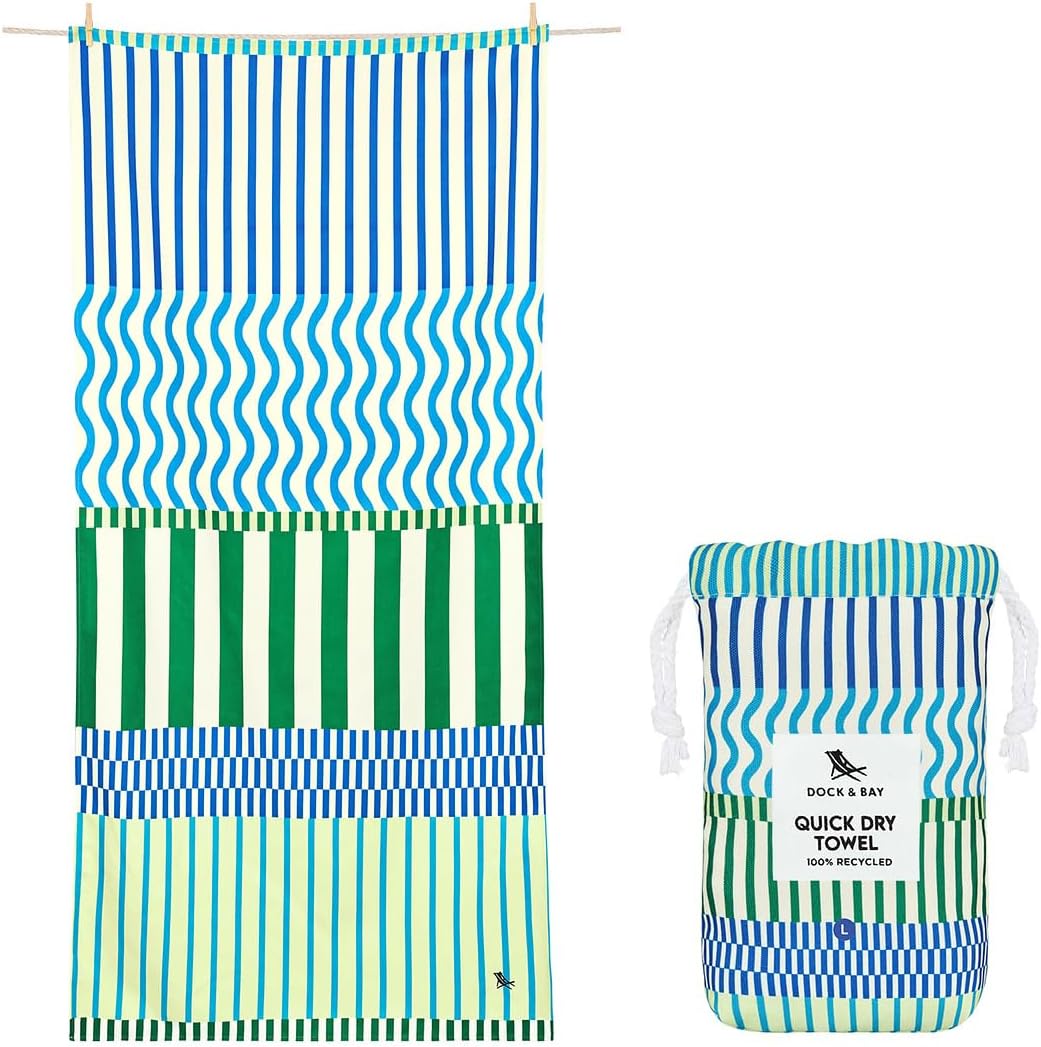 Dock & Bay Beach Towel - Quick Dry, Sand Free - Compact, Lightweight - 100% Recycled - Includes Bag - Sunset Boulevard - Set of 4 - Large (160x90cm, 63x35)
