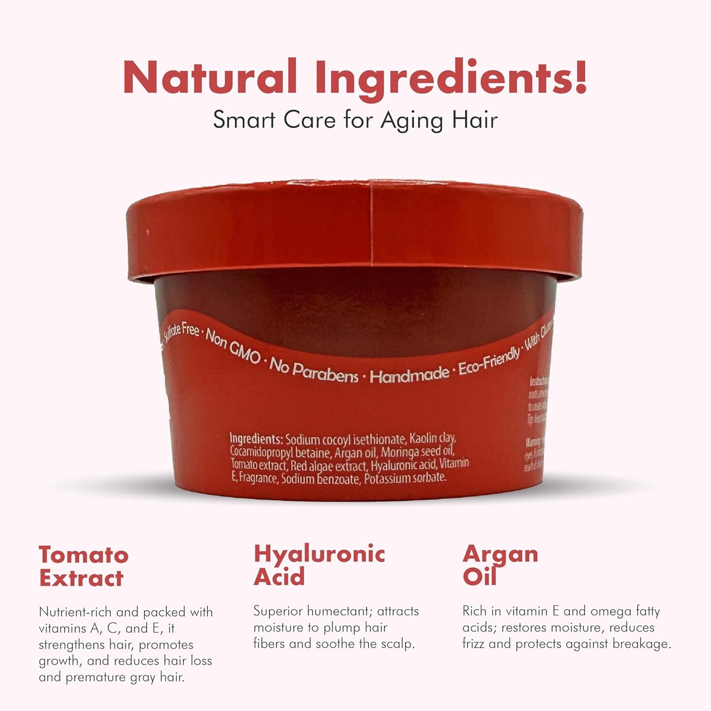 Hyaluronic Acid Shampoo Bar With Tomato & Red Algae Extract – For stronger, restored, and age-defying hair – For Women & Men – Natural & Free of Parabens & Sulfates – Made in USA – 4.5oz (Pack of 2)