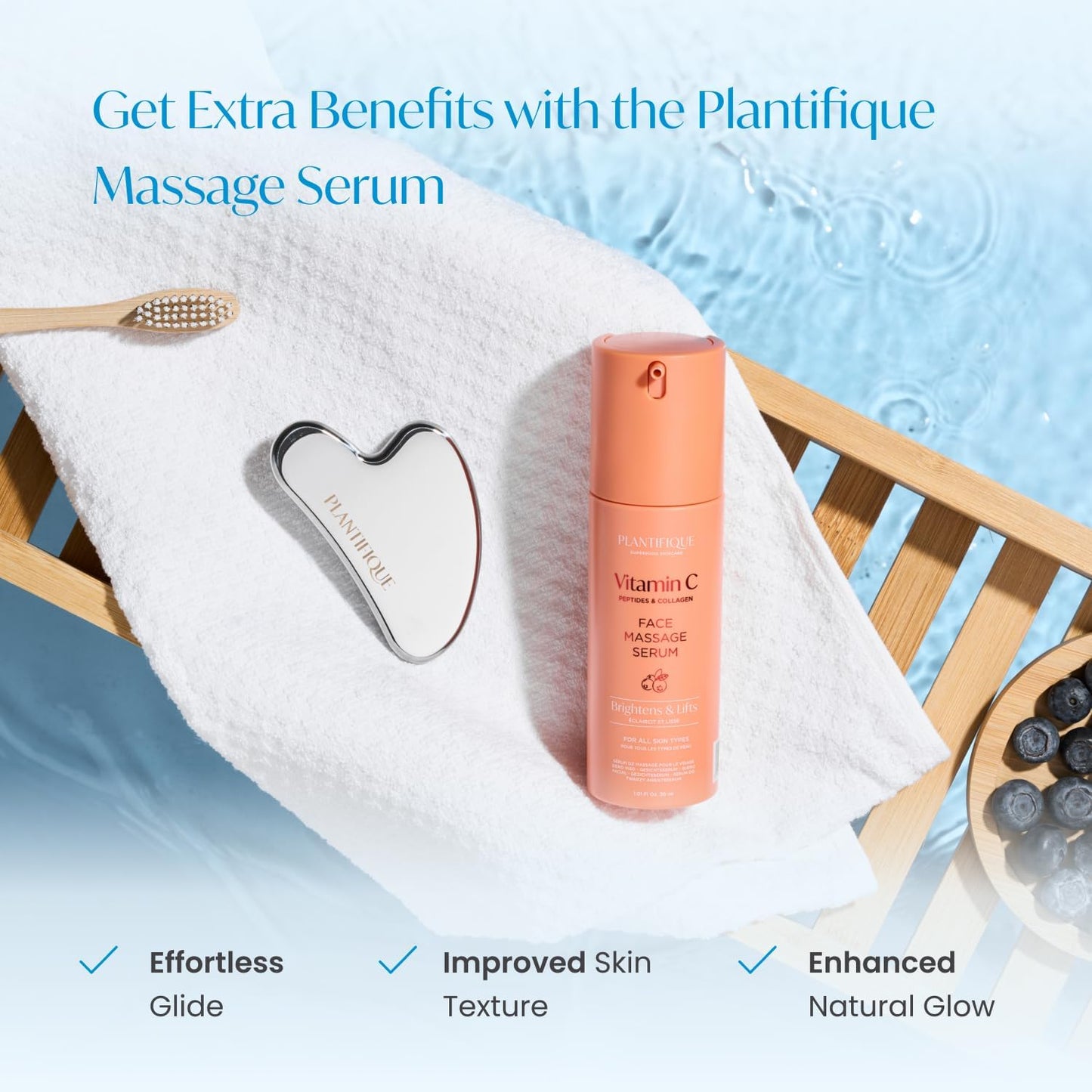 PLANTIFIQUE Stainless Steel Gua Sha | Facial Tool | Skin Massage for Face Body Eyes Neck Heart Style with Travel Pouch | Skin Care Gift