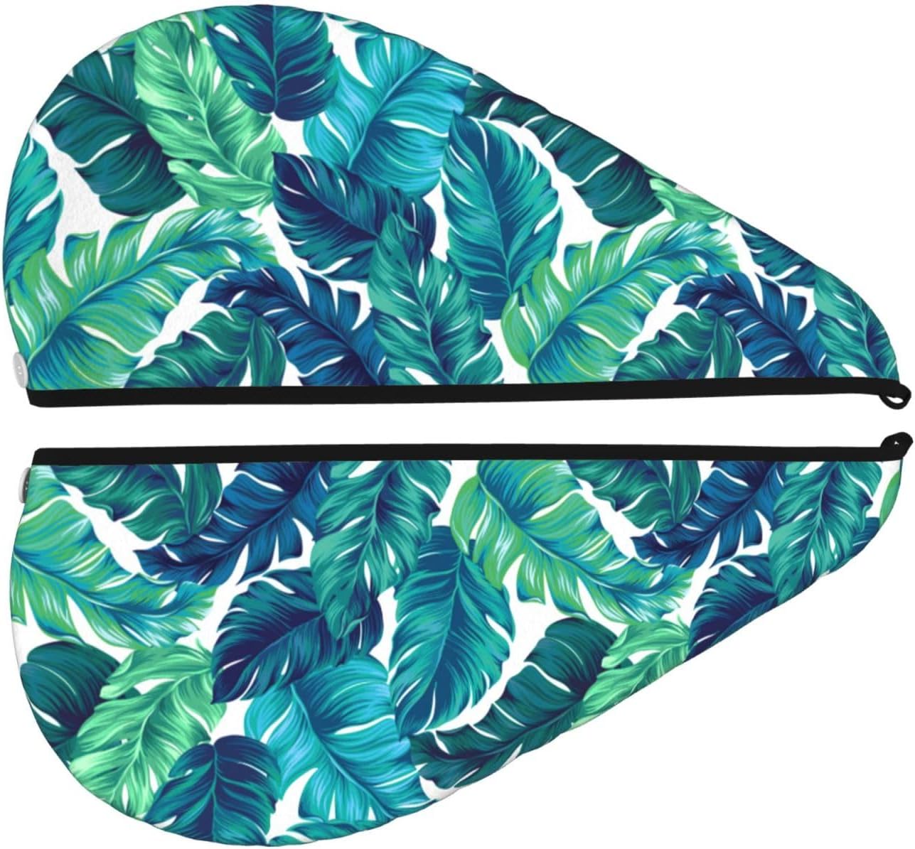 Tropical Palm Leaves Hair Towel Wrap Microfiber Fast Drying Hair Turban with Buttons for Women Drying Curly, Long & Thick Hair