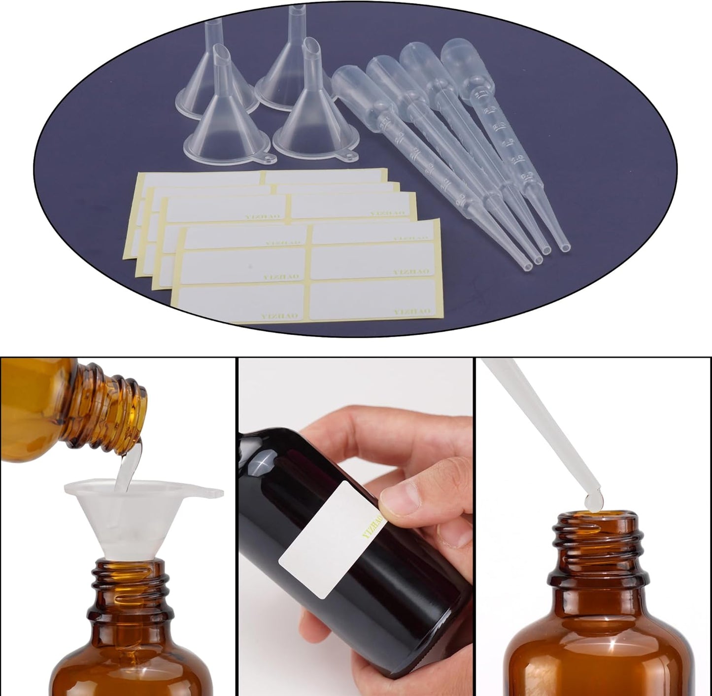 YIZHAO Clear Glass Dropper Bottle 1oz, Tincture Bottles with Glass Dropper, for Essential Oils, Aromatherapy, Cosmetic, Laboratory, Pharmacy, Liquids, Travel –24 Pcs