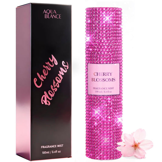 Body Spray for Women, Cherry Blossoms, Diamond embellished Fragrance Mist, 3.4 fl oz