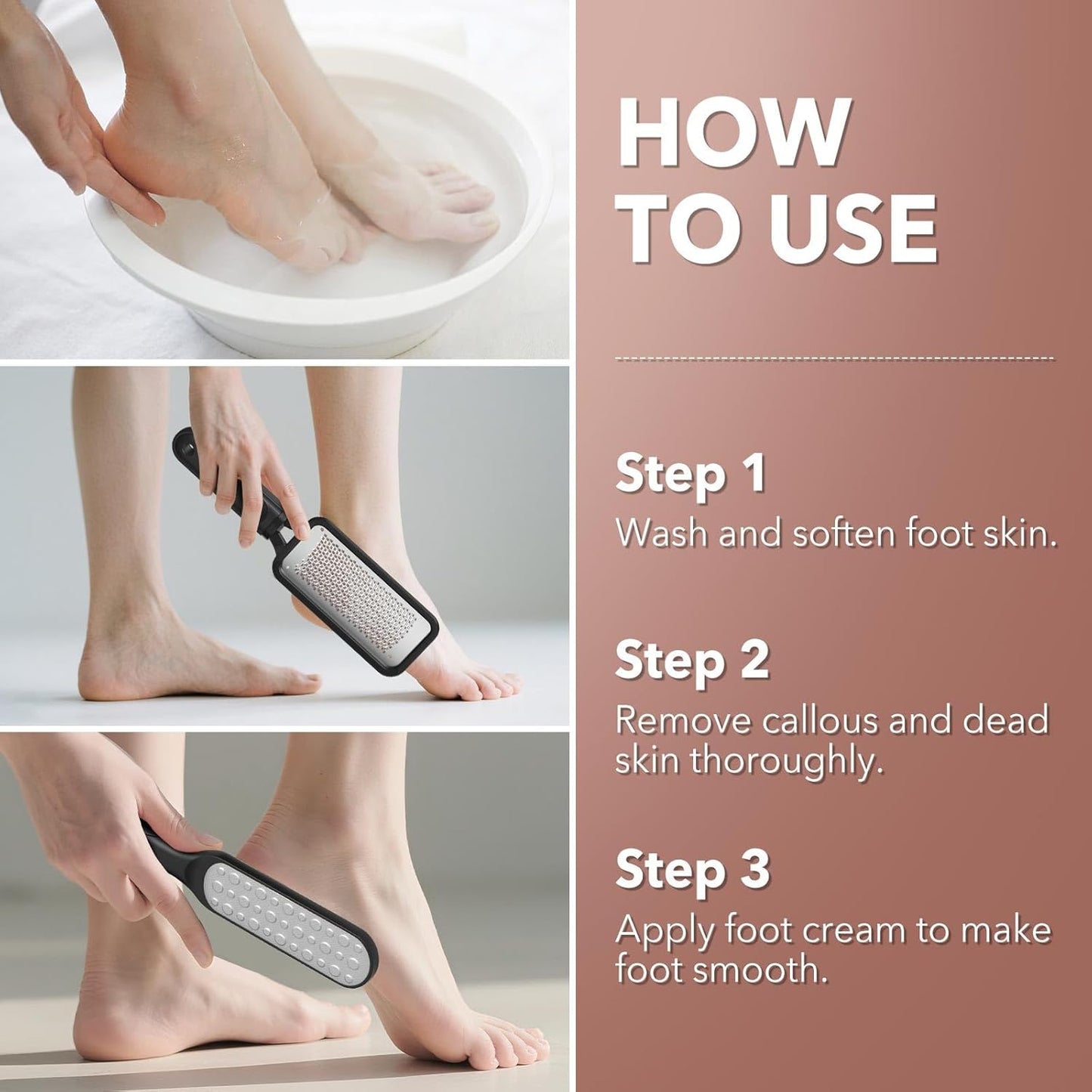 2 Pack Foot File Callus Remover, Durable Foot Scrubber for Hard Dead Skin, Foot Rasp and Double-Sided Foot Heel Scraper for Cracked Heels & Corns, Stainless Steel Pedicure Feet File Tool