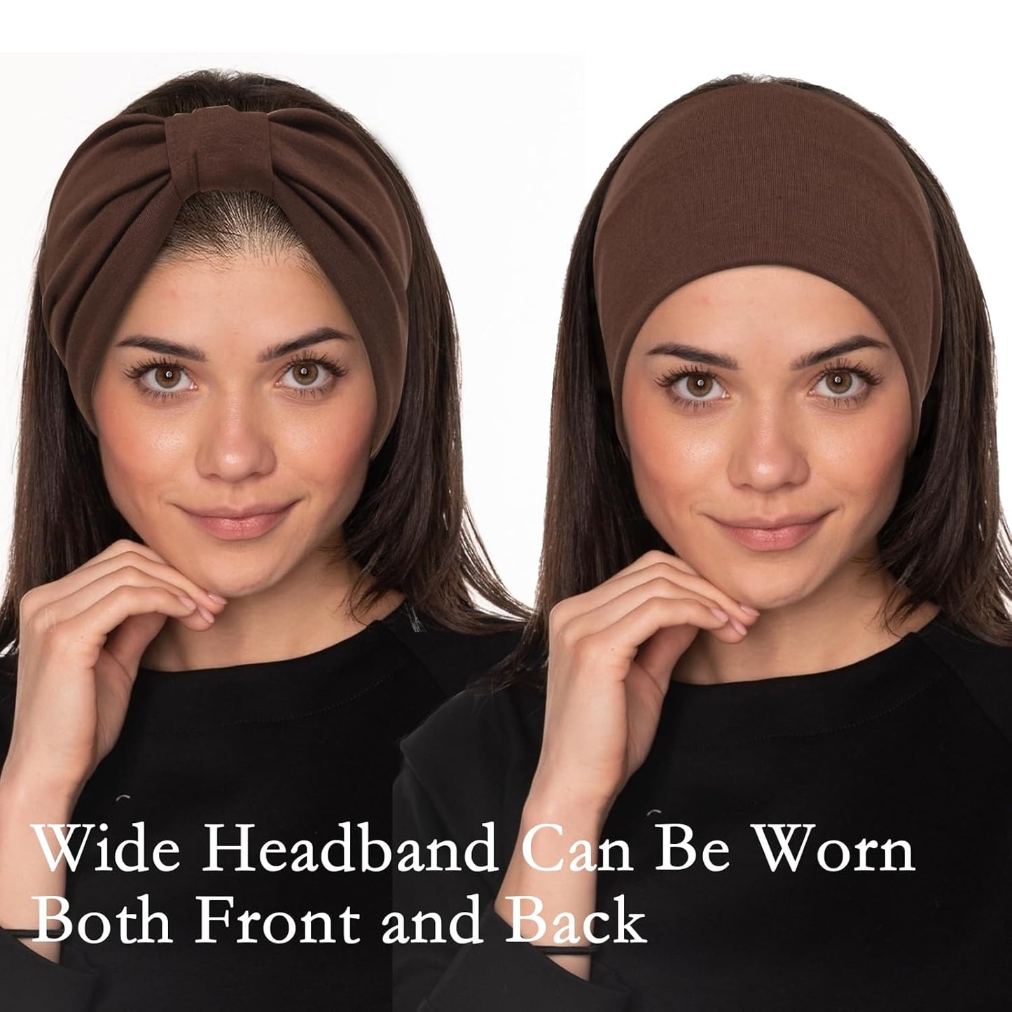 Cobahom 6Pcs Wide Headbands for Women Non Slip Soft Fabric Hair Wrap Boho Head Bands Elastic Sport Hair Bands for Workout Yoga Running (Neutral Color)