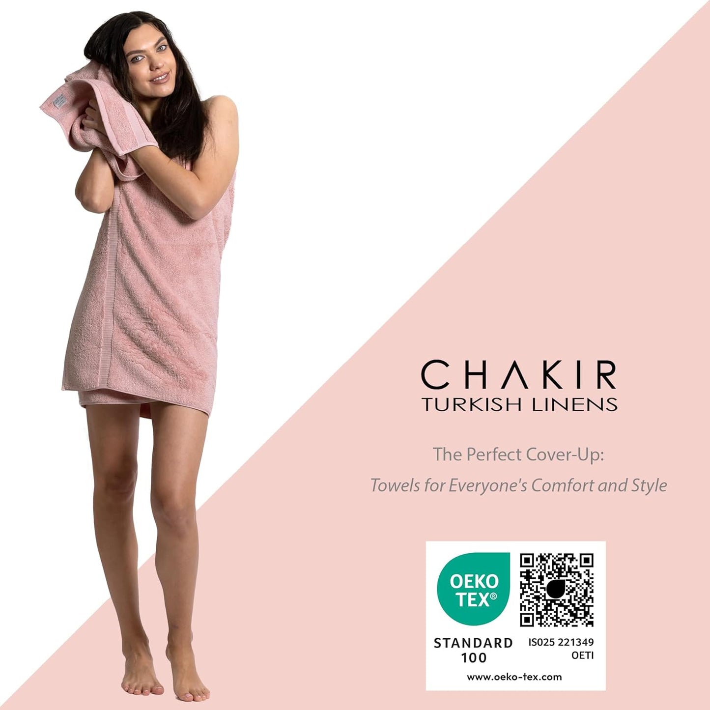 Chakir Turkish Linens, 100% Cotton Premium Quality Turkish Bath Sheets (35''x70'' Large Bath Sheet Towels - Pink)