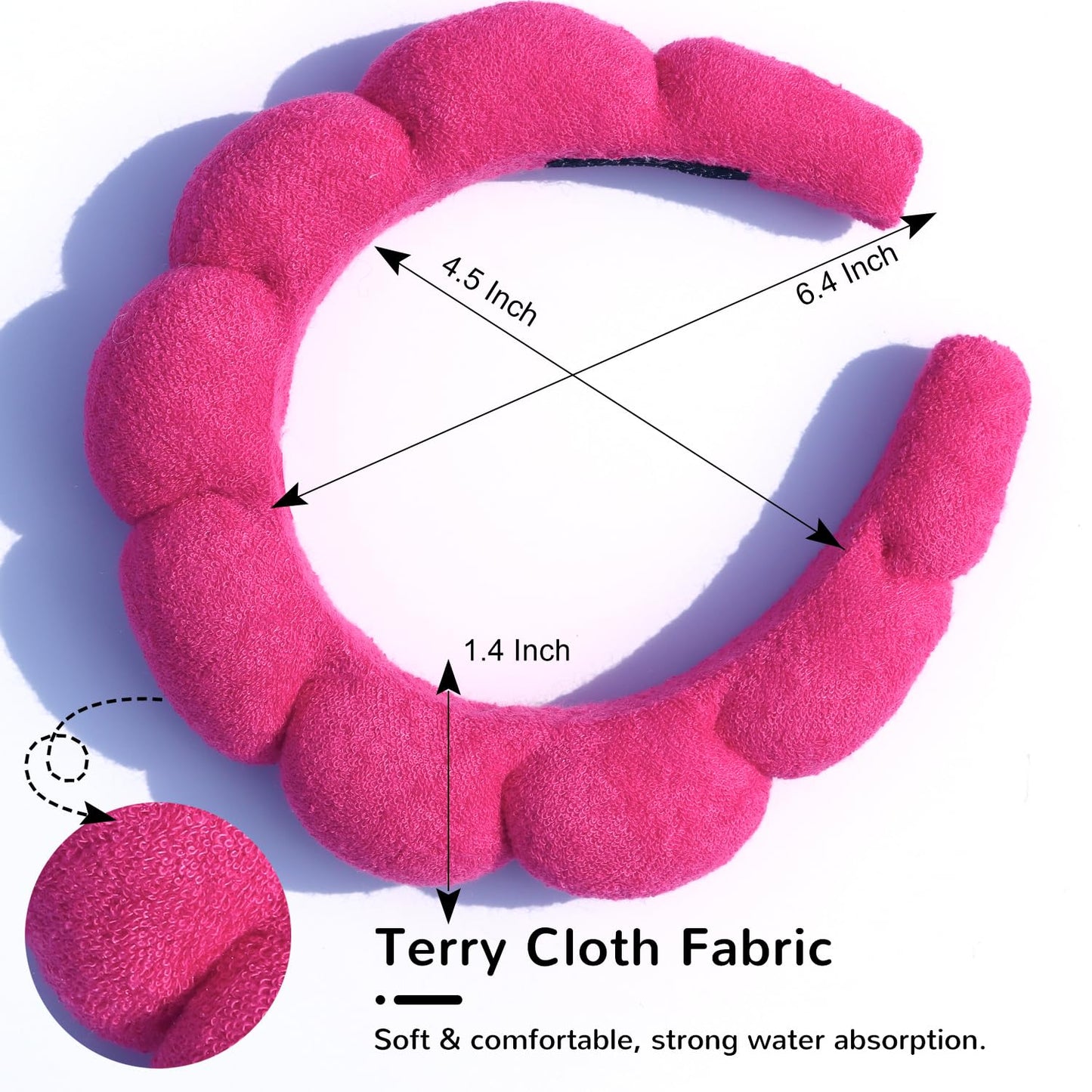 Spa Headbands: Makeup & Face Wash Headbands for Skincare, Masks, and Treatments - Terry Cloth, Puffy Design