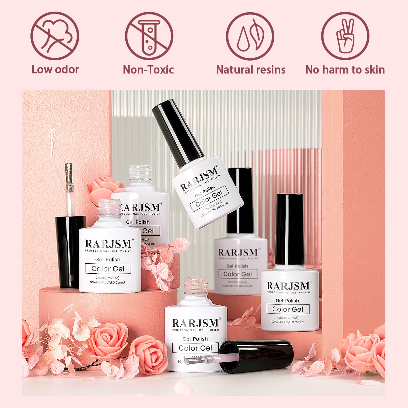 RARJSM Glitter Nude Gel Nail Polish 6pcs Set Shimmery Nail Gel Polish Iridescent Sparkly Gold Rainbow Pigment Jelly Sheer Pink Milky Silver White Translucent Natural Skin Tone Color 7.5ml Soak off