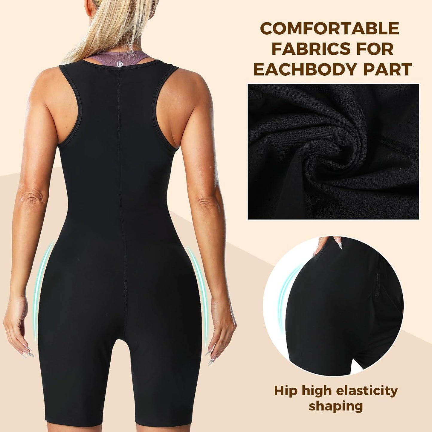 Sauna Suit for Women Sauna Vest Weight Loss 4 in 1 Waist Trainer Full Body Sweat Shirt Workout Running Gym