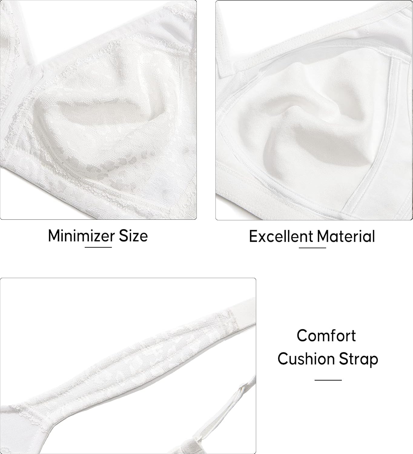 ZeroBound Women's Minimizer Bras Comfort Cushion Strap Wirefree Full Coverage Large Bust Non-Padded Bra