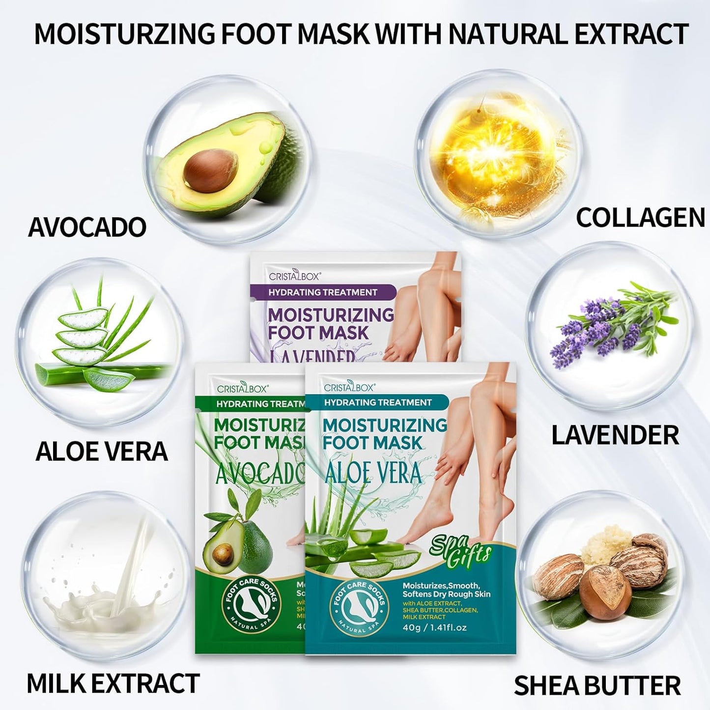 Moisturizing Foot Mask 5 Pack,Hydrating Foot Masks for Dry Cracked Feet,Moisturizing Socks Dry Skin Moisturizer for Soft and Smooth Touch Feet,Foot Care Spa Gifts for Women Men Stocking Stuffers