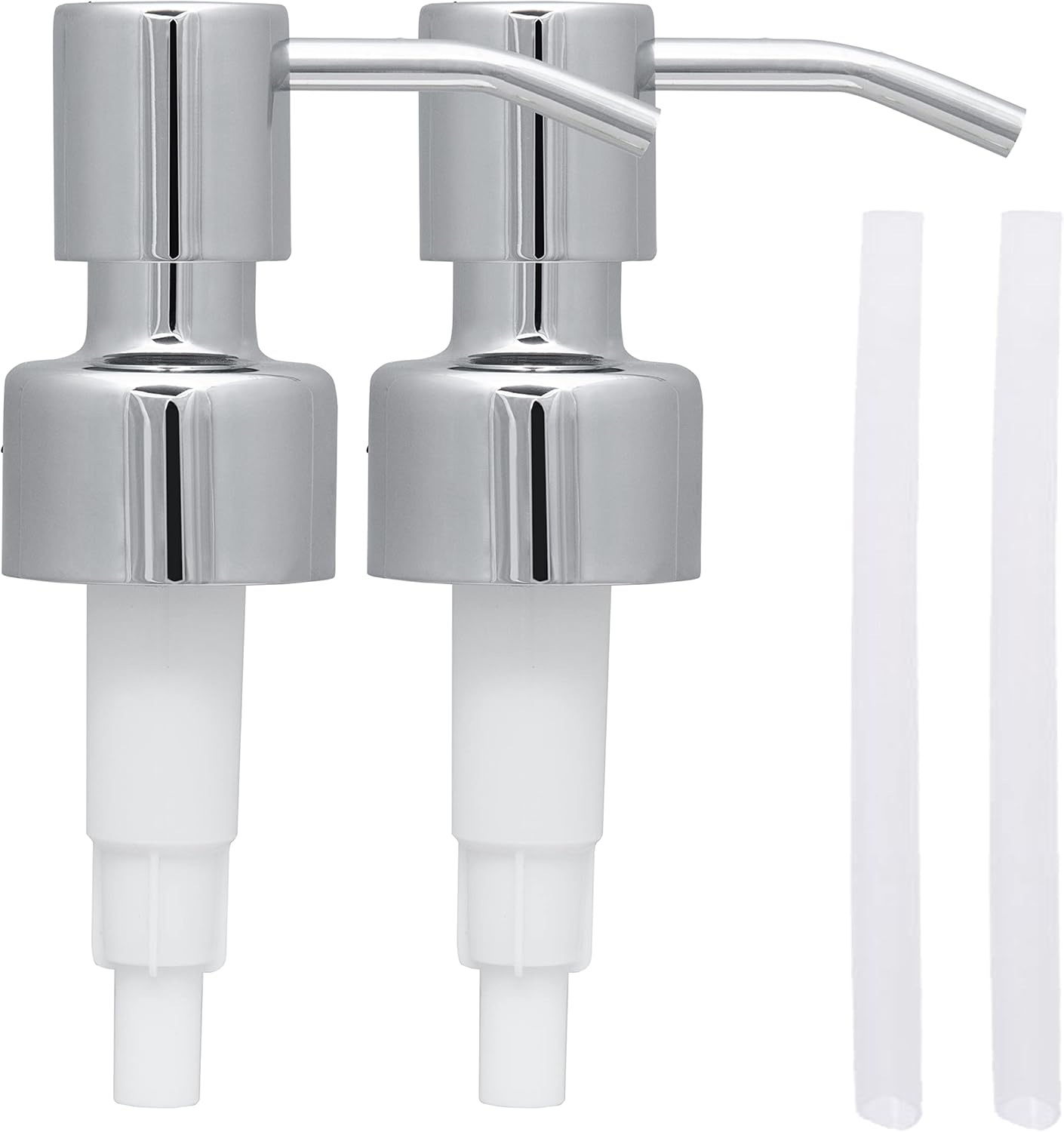 Stainless Steel Soap and Lotion Dispenser Pumps, Replacement for Your Bottles (Chrome, 2 Pack)