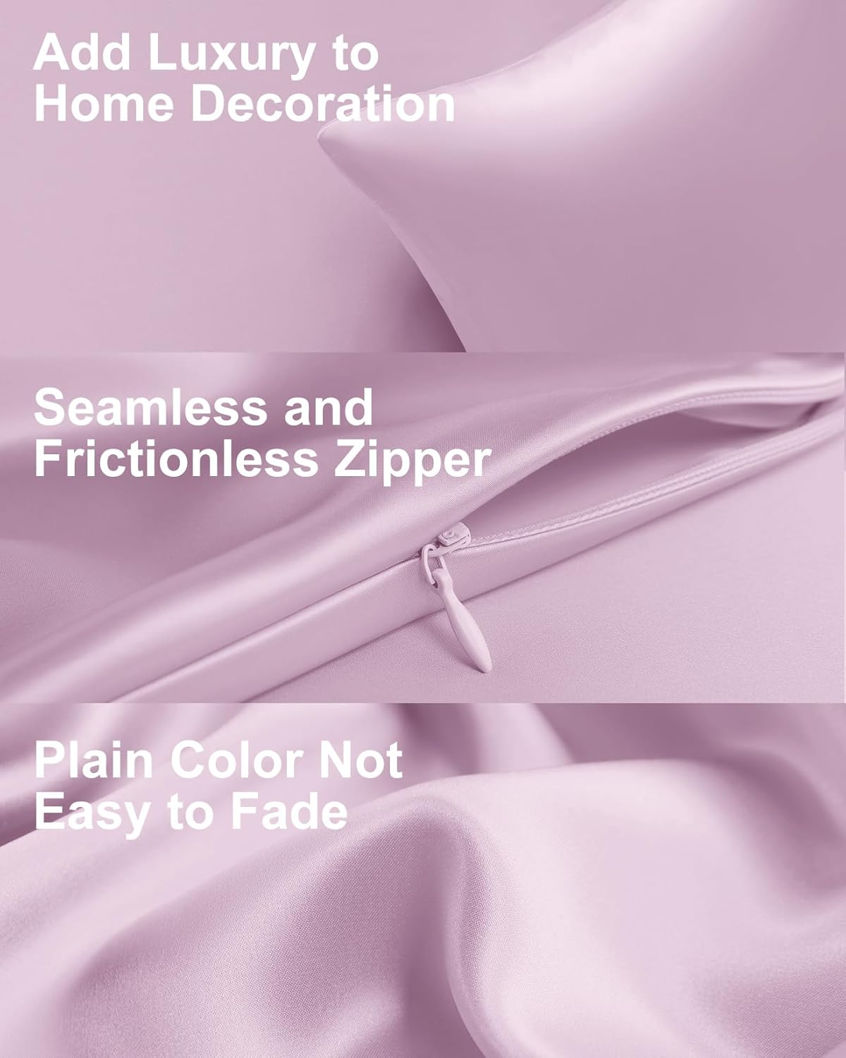 THXSILK Mulberry Silk Pillowcase for Hair and Skin, 100% Mulberry Silk Bed Pillowcase, Hypoallergenic Soft Breathable Silk Pillow Case with Hidden Zipper, King Pillow Case 20"x36", Light Purple