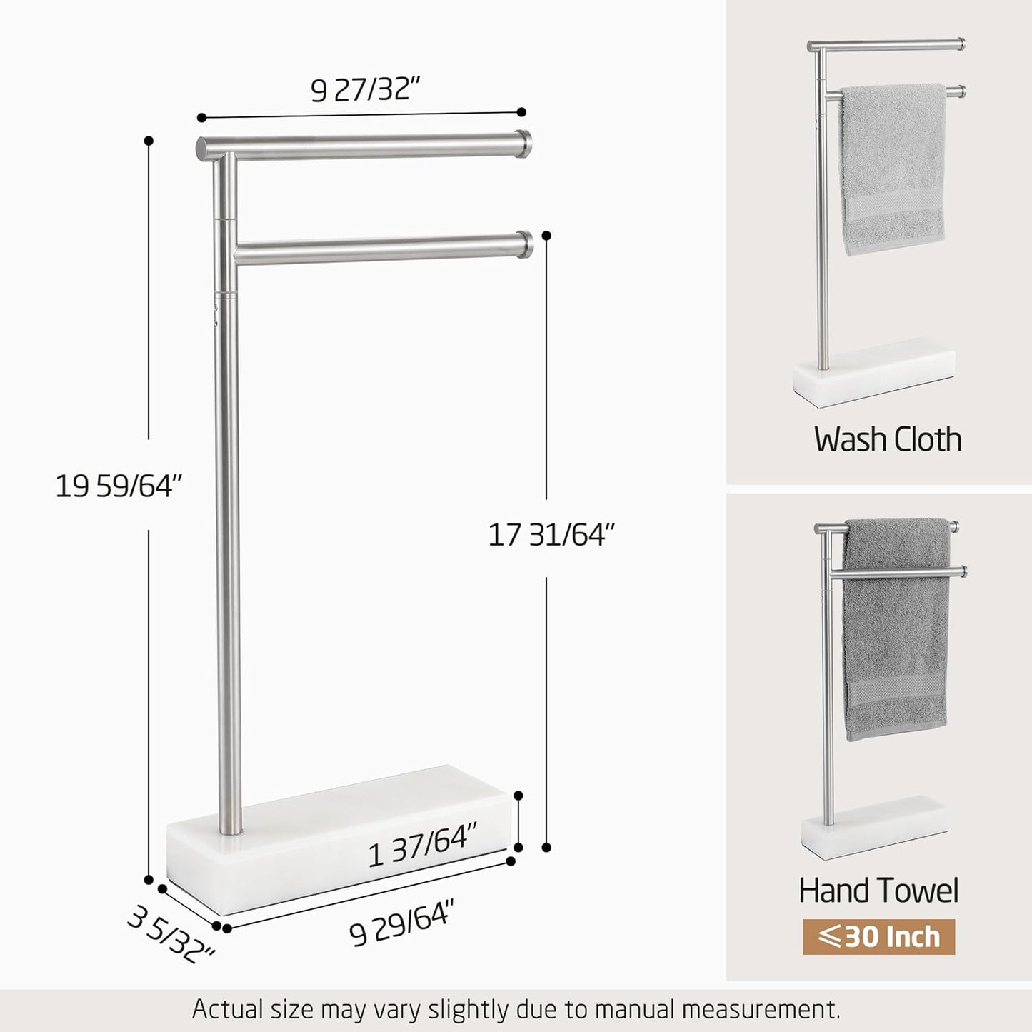 KES Countertop Towel Holder Stand for Bathroom, Counter Top Swivel Towel Rack Standing with Marble Base, Free Standing Hand Towel Holder Stand 18/8 Stainless Steel Brushed Finish, BTH233-2