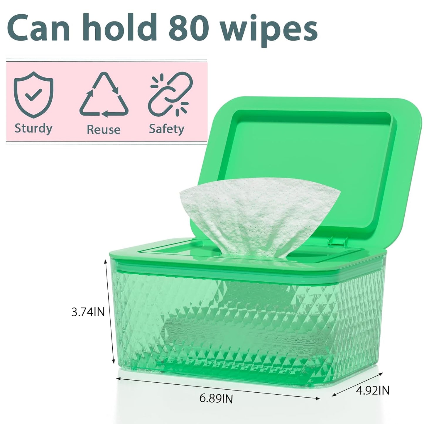 Wipes Dispenser, One-Handed Operation Wipe Holder for Baby & Adult, Seal-Designed Wipes Container for Bathroom Keep Diaper Wipes Fresh (Mint Green)