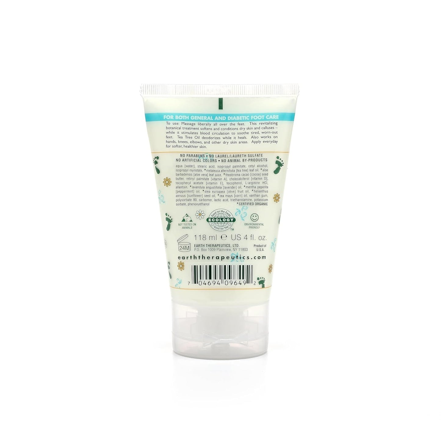 Earth Therapeutics Tea Tree Oil Foot Balm – Australian Tea Tree Oil with Aloe Vera & Chamomile – Hydrates, Softens & Conditions Dry Cracked Feet, Heel & Calluses – Soothe Irritated Skin ~ 4 Oz