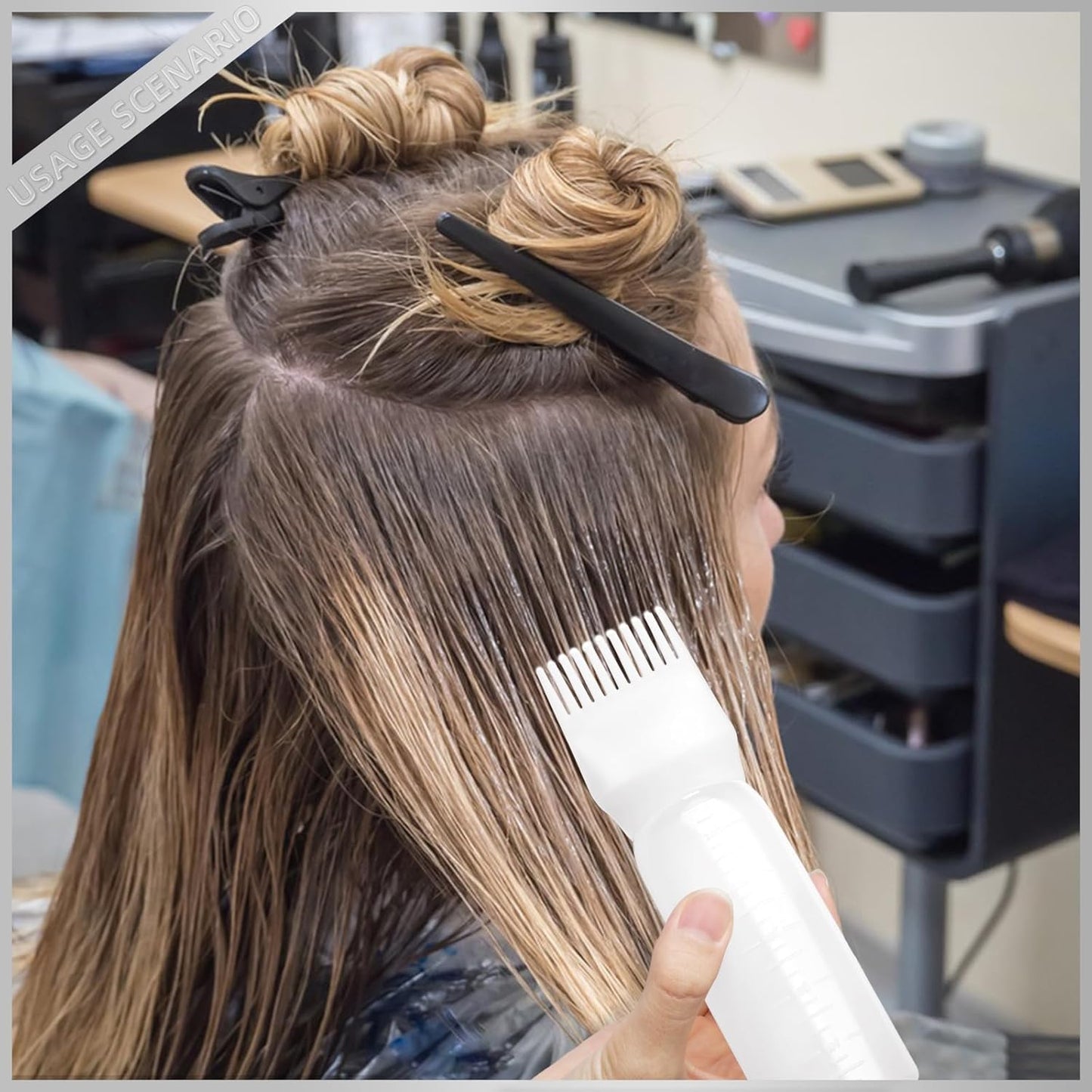 BLAAROOM Root Comb Applicator Bottle 6 Ounce, 4 Pack Hair Oil Applicator with Root Comb Brush for Scalp Hair Oiling - White