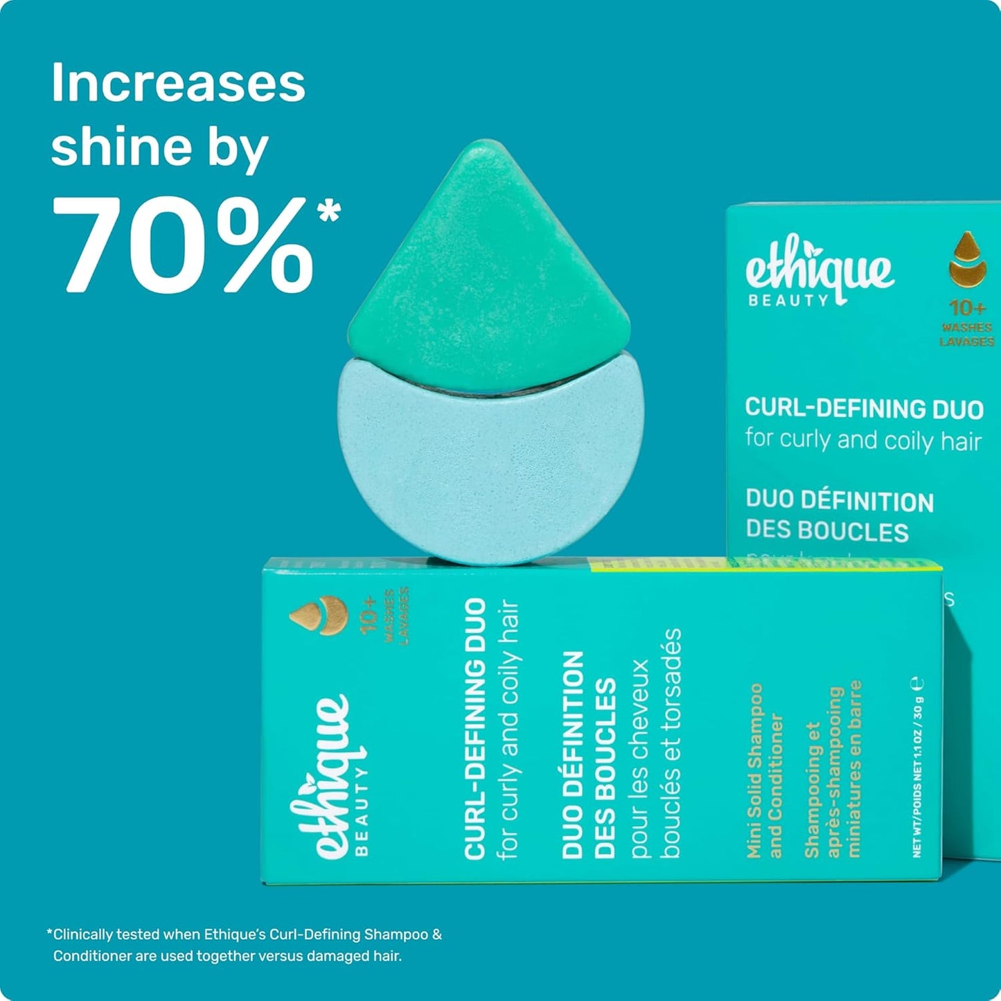 Ethique Beauty Mini Sampler Solid Shampoo & Conditioner Bar Set - Curl-Defining Shampoo & Conditioner with Shea Butter