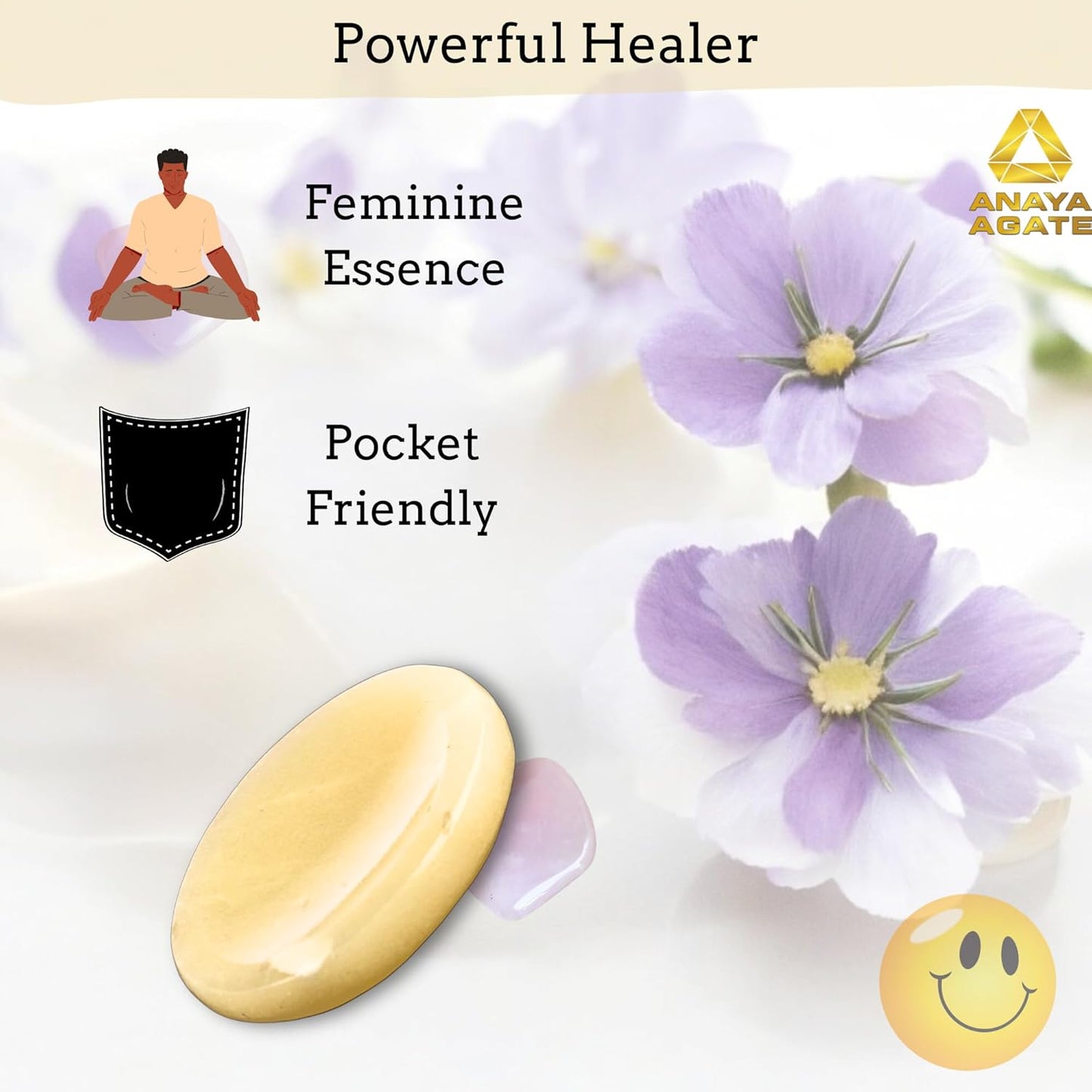 Yellow Aventurine Worry Stones – Crystal Thumb Worry Stone for Anguish, Stress – Relaxing and Soothing Balance Stones for Meditation, Stress Relief – Healing Stones and Crystals for Men & Women