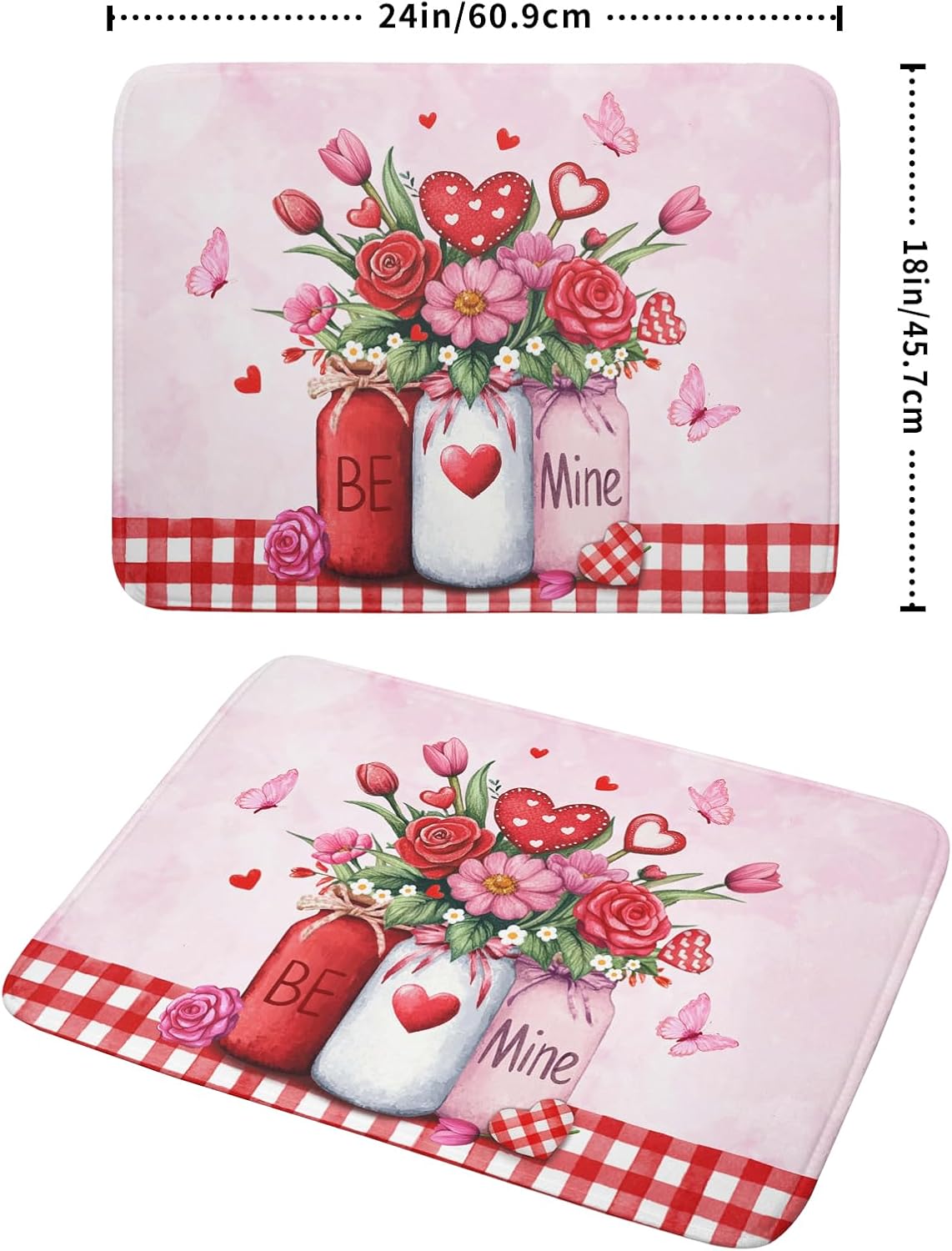 Rose Vase Dish Drying Mat 18x24 inch Romantic Floral Washable Absorbent Dish Dry Pad Fast Dry Drainer Rack Mats Kitchen Counter Accessories