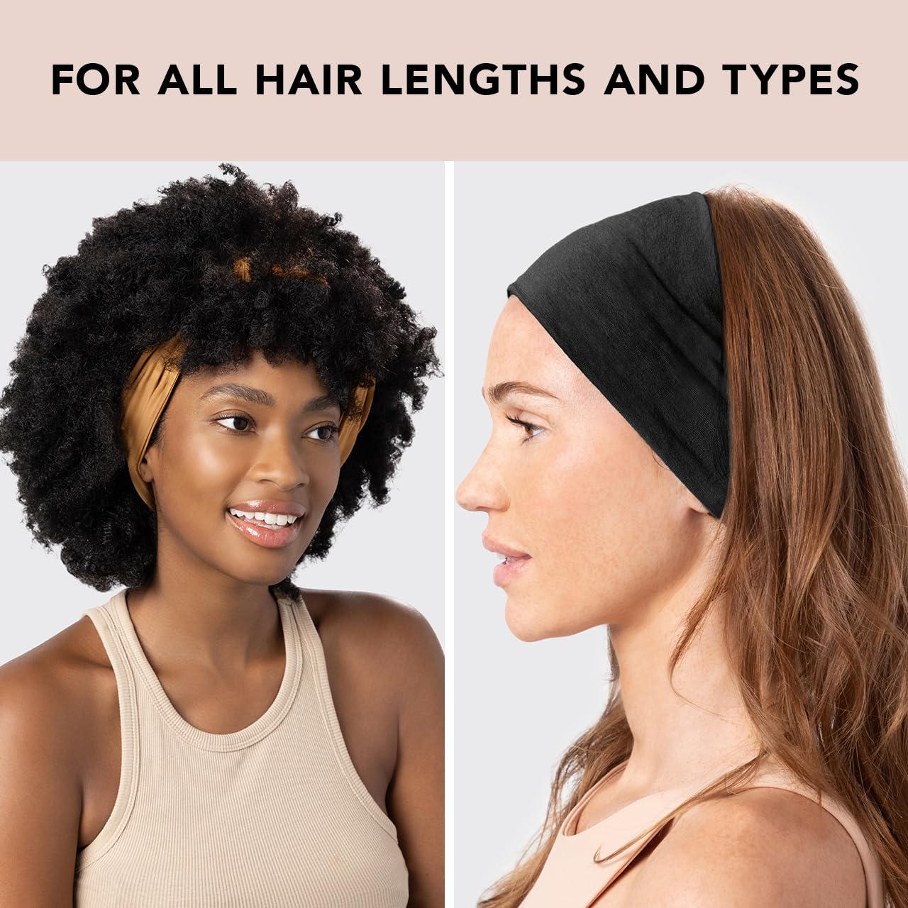 Kitsch Wide Headbands for Women - Fashion Sports Headband for Workout, Yoga, Gym, Running, Exercise | Stretchy Head Bands | Ideal Gifts for Women - Black and Camel, 2pcs