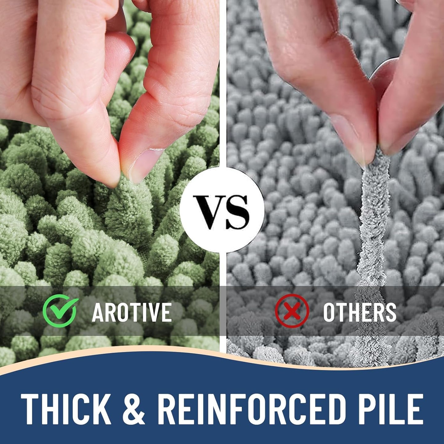 Arotive Luxury Round Chenille Bathroom Rug Mat, Extra Soft Thick Absorbent Shaggy Bath Rugs, Non-Slip Machine Wash Dry Plush Bath Mats for Bathroom, Shower and Tub, 24x24, Sage Green