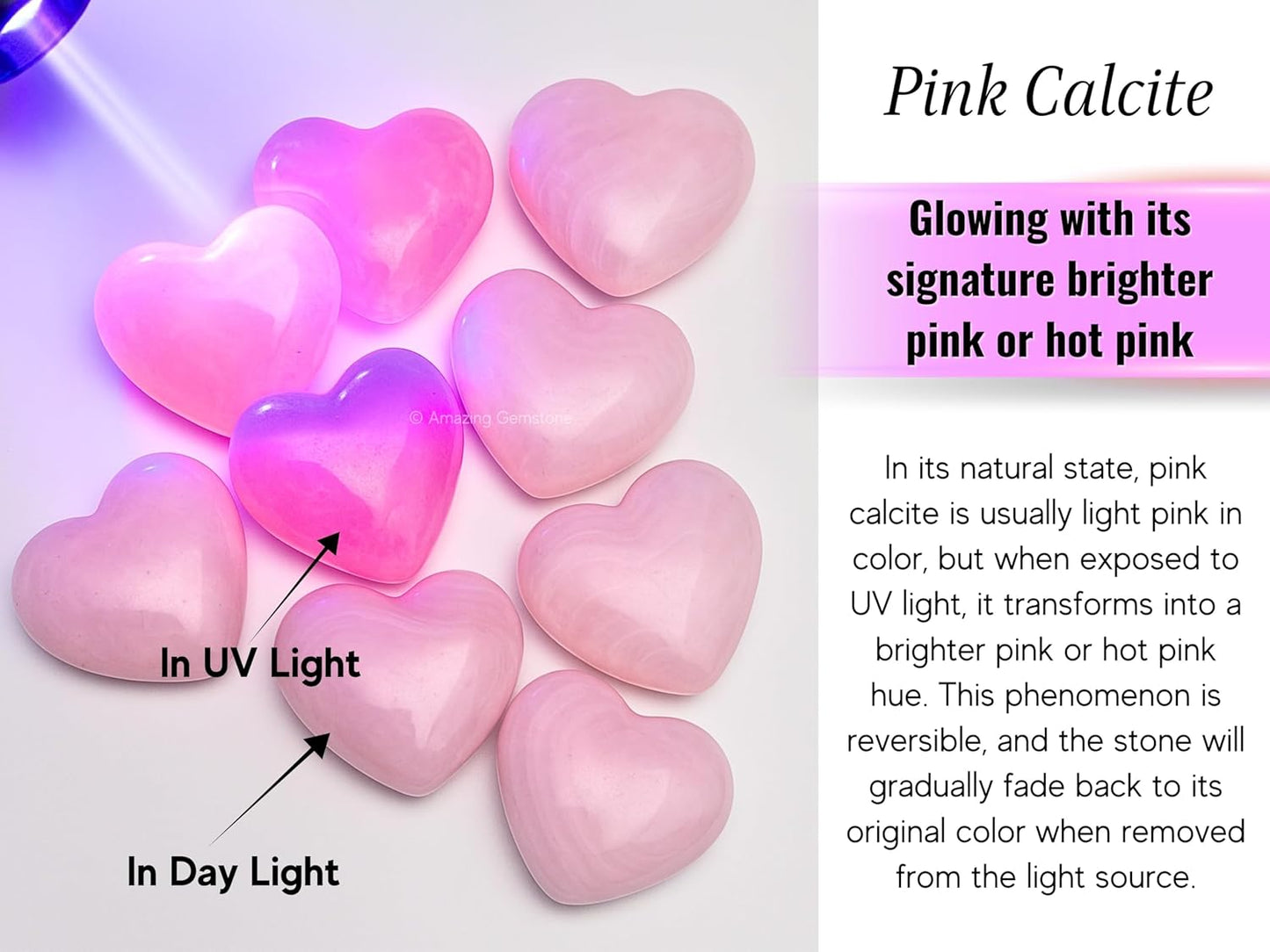 Amazing Gemstone Pink Calcite Crystal Heart Palm Stone - Pocket Massage Worry Stone for Natural Body Chakra Balancing, Reiki Healing and Crystal Grid