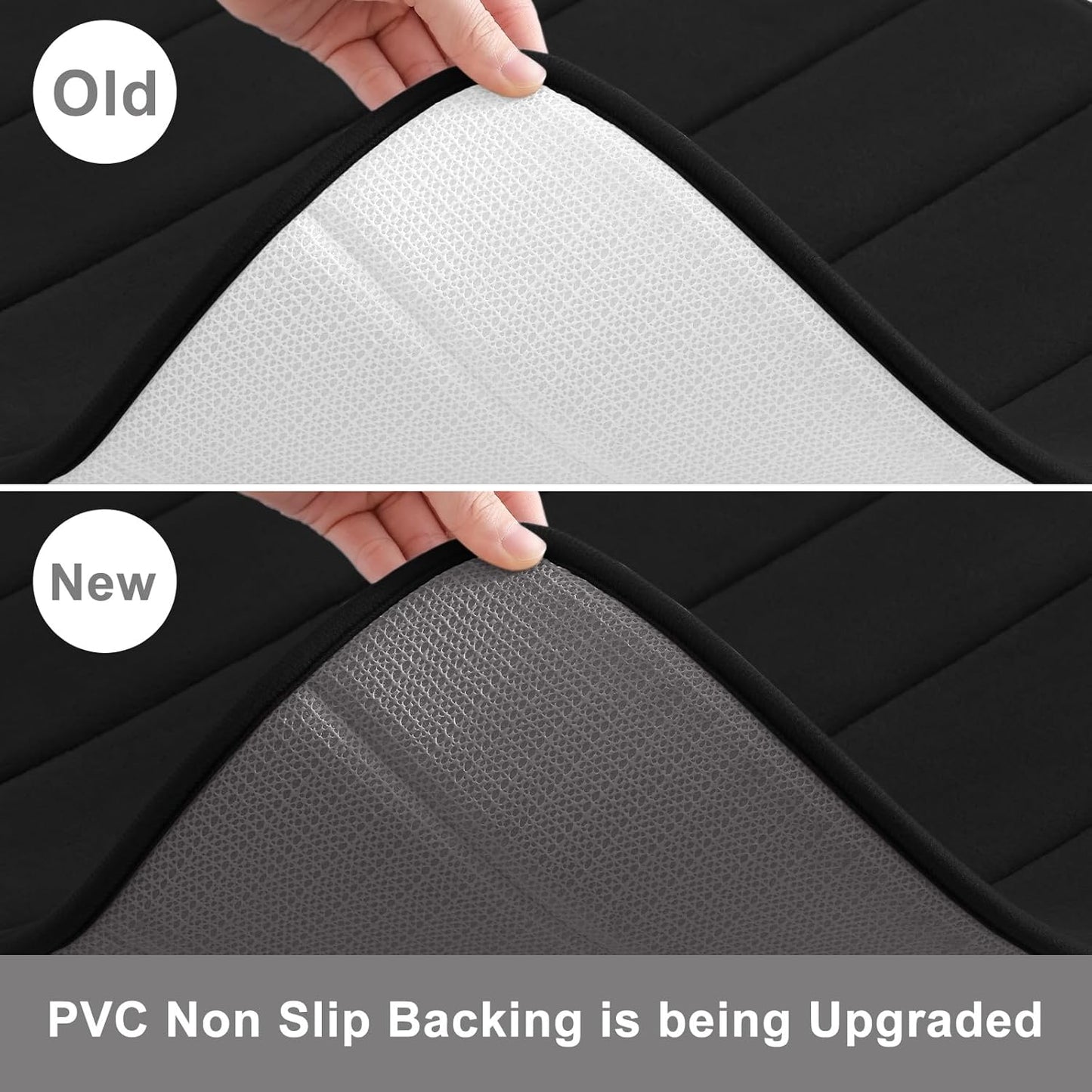 Buganda Memory Foam U-Shaped Contour Toilet Rugs, Non Slip Absorbent, Thick Soft Washable Bathroom Mat, Floor Carpet Bath Rugs Mat for Toilet Base (24" x 20", Black)