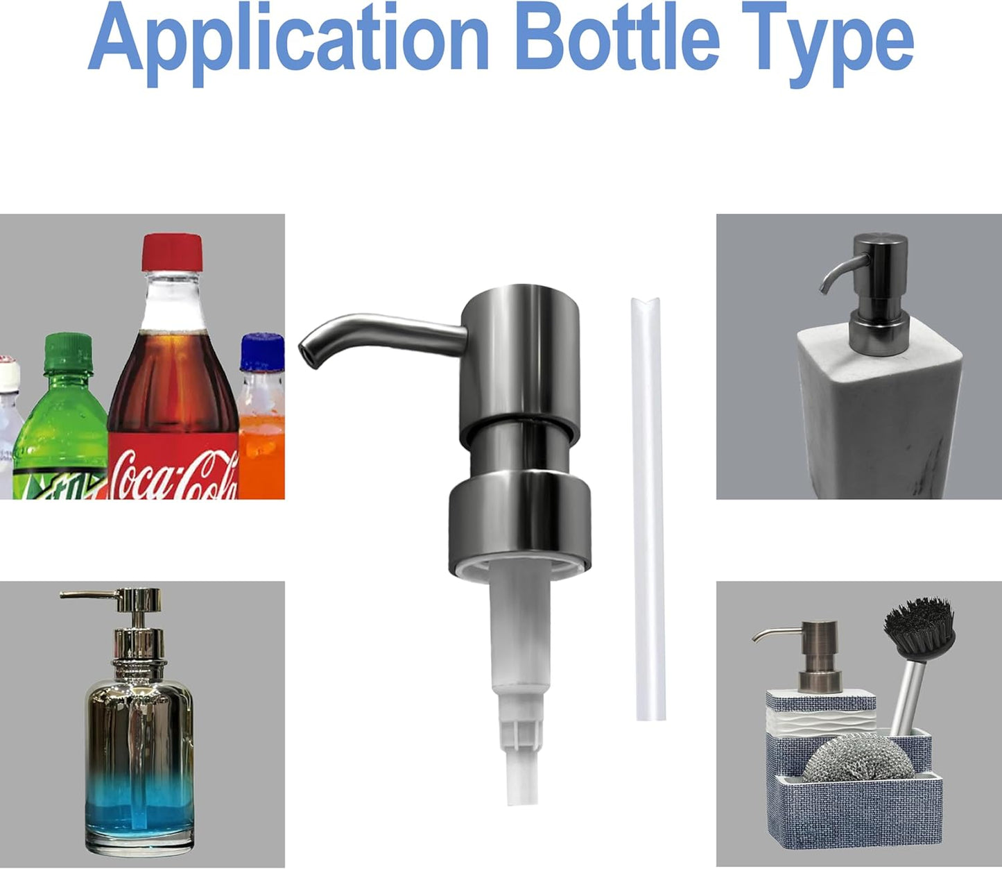 Soap Pump Replacement, Hand Soap Dispensers Pump for Bathroom, Replacement for Round 1.1in (28 mm) Neck Bottles,Rust Proof&Leak Proof for Soap Lotion Bottle Upcycling (Silver, 2 Pack)