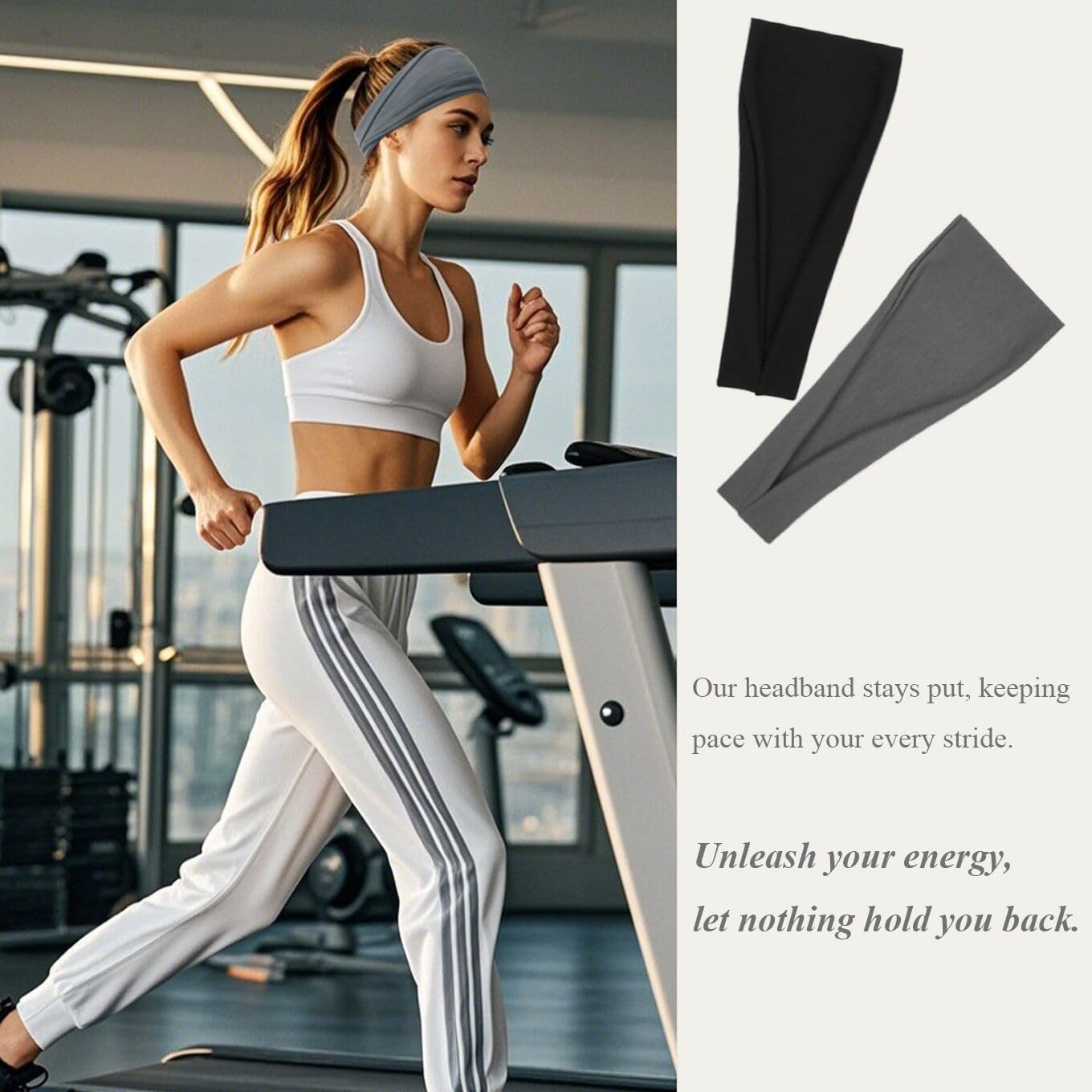 Headbands For Women Headband Elastic Soft Head Bands For Women's Hair Accessories Womens Fashion Yoga Fabric Hair Band Black White Gray 6 Pcs