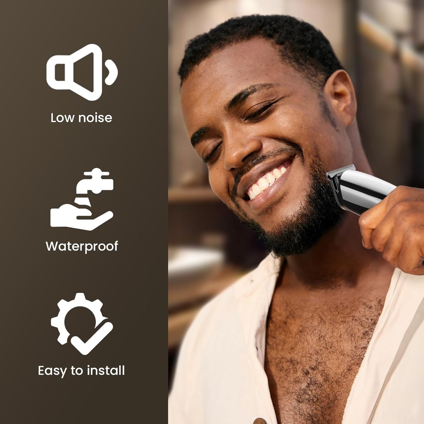 SHPAVVER Electric Beard Trimmer for Men: 16-in-1 Professional Barber Hair Clippers - Cordless Grooming Kit - Turbo Speed & Precision Blades, Silver