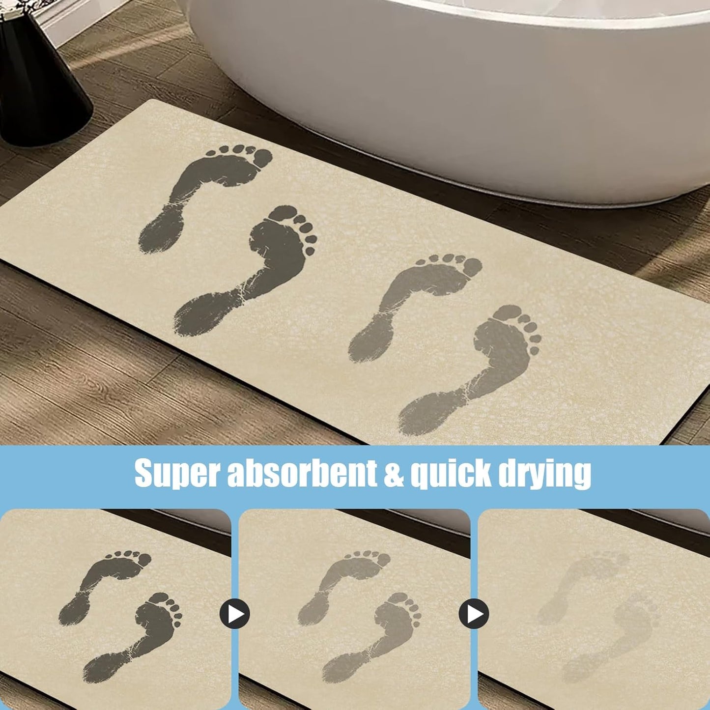 Diatomaceous Earth Bath mat Bathroom Rugs Super Absorbent Quick Dry Non Slip Bath Mat Thin Bathroom Floor Mats Fit Under Door-Shower Rug for in Front of Bathtub Shower, Coffee, 23.6"x47.2"