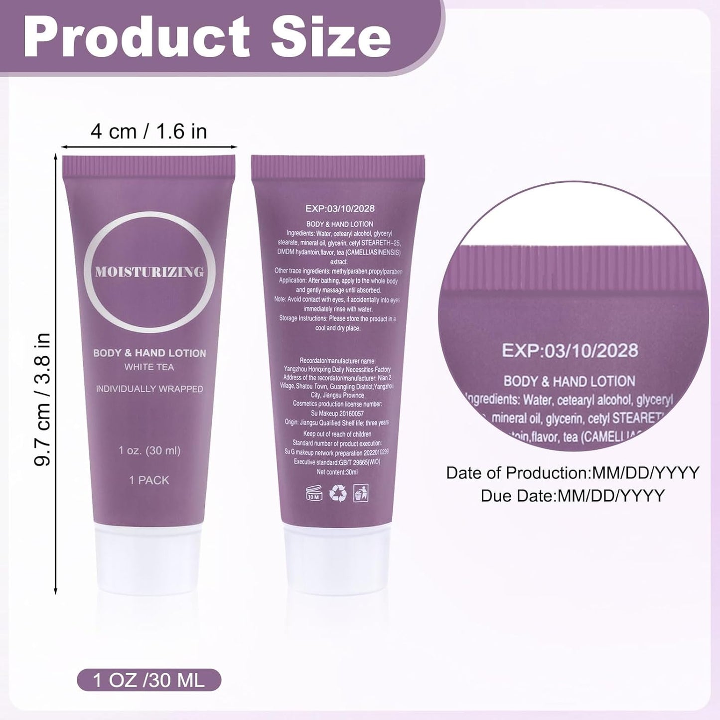 Travel Size Body Lotion, Small Hand Cream Lotion Bulk, Nourishing Extra Dry Skin Individually Wrapped Mini Bottle Shower Moisturizer Lotion Toiletries for Travel Hotel Homeless 1 oz (Pack of 30)