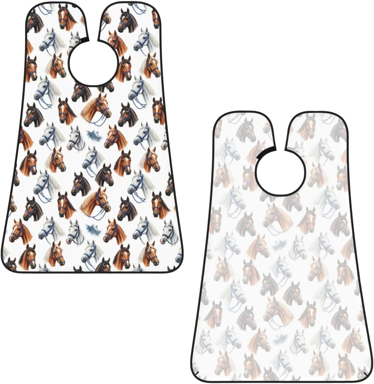 Beard Shaving Cape with Suction Cups, Animal Wild Horse Painting Shave Bib, Non-Stick Waterproof Hair Catcher, Grooming Bib for Men Husband