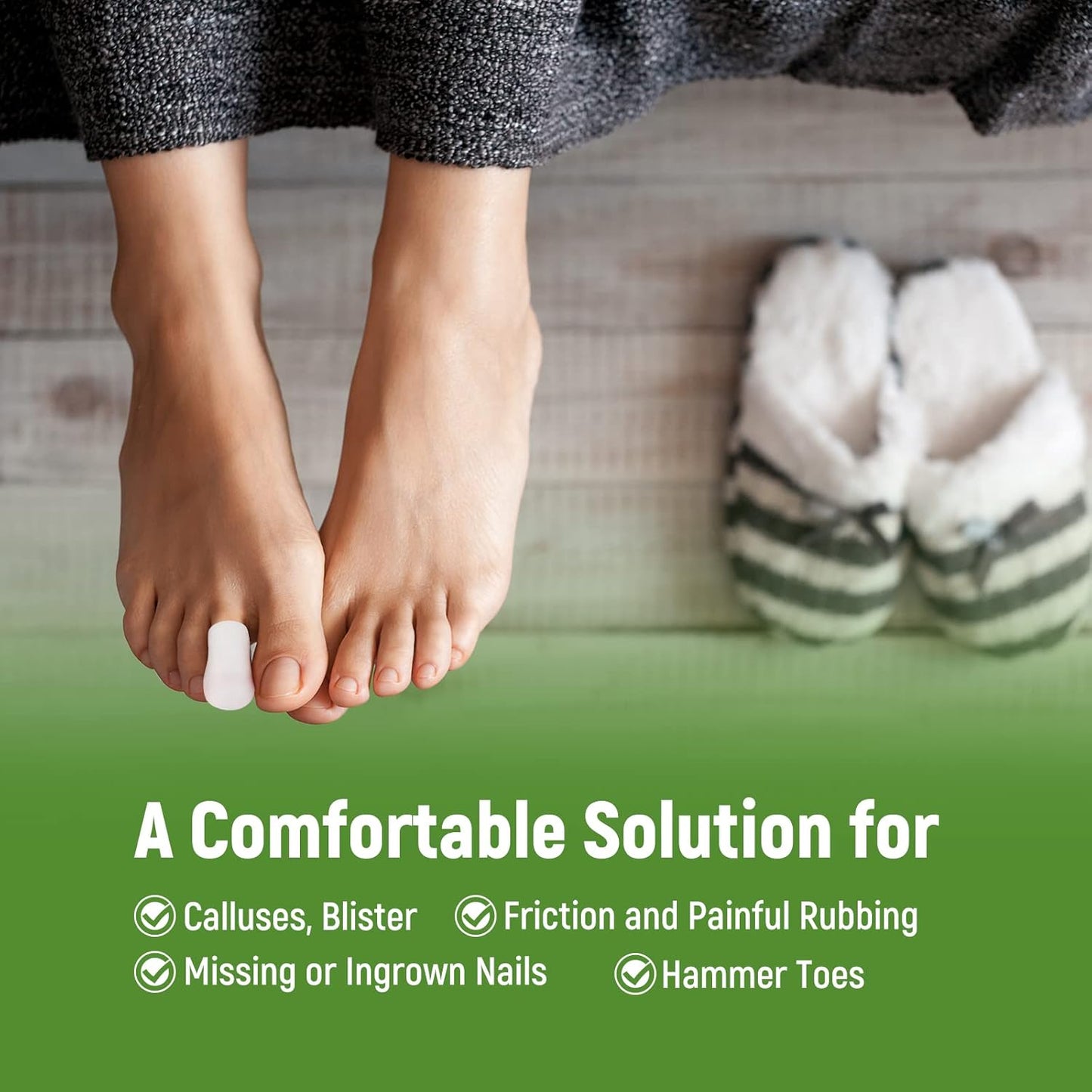 Bukihome Big Toe Protectors 10 ct, Silicone Toe Caps to Cushion Hammer Toe, Blister, Corn, Callus, Great for Running, Walking, Stop Toe Pain (Small, White)