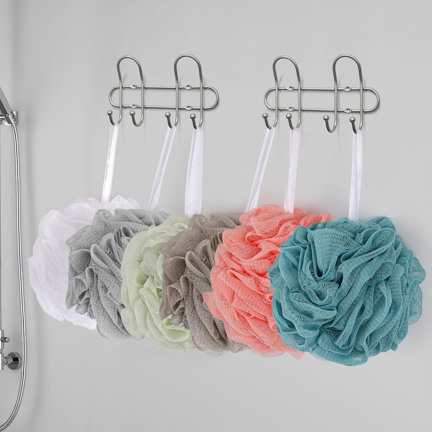 BTYMS 75g/Pc Large Loofah Bath Sponge, XL Exfoliating Puffs Shower Scrunchies Mesh Pouf for Body - Pack of 6