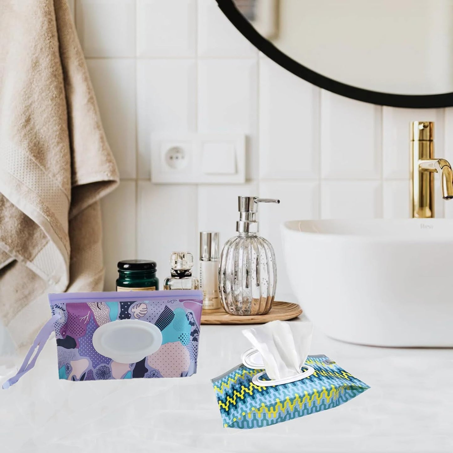 3Pack Baby Wipes Dispenser,Portable Refillable Travel Wet Wipe Pouch,Wipe Container for Bathroom,Car,Travel,Outdoor Camping Sports,Pet Nursery Care,Gifts for Baby Showers of New Parents