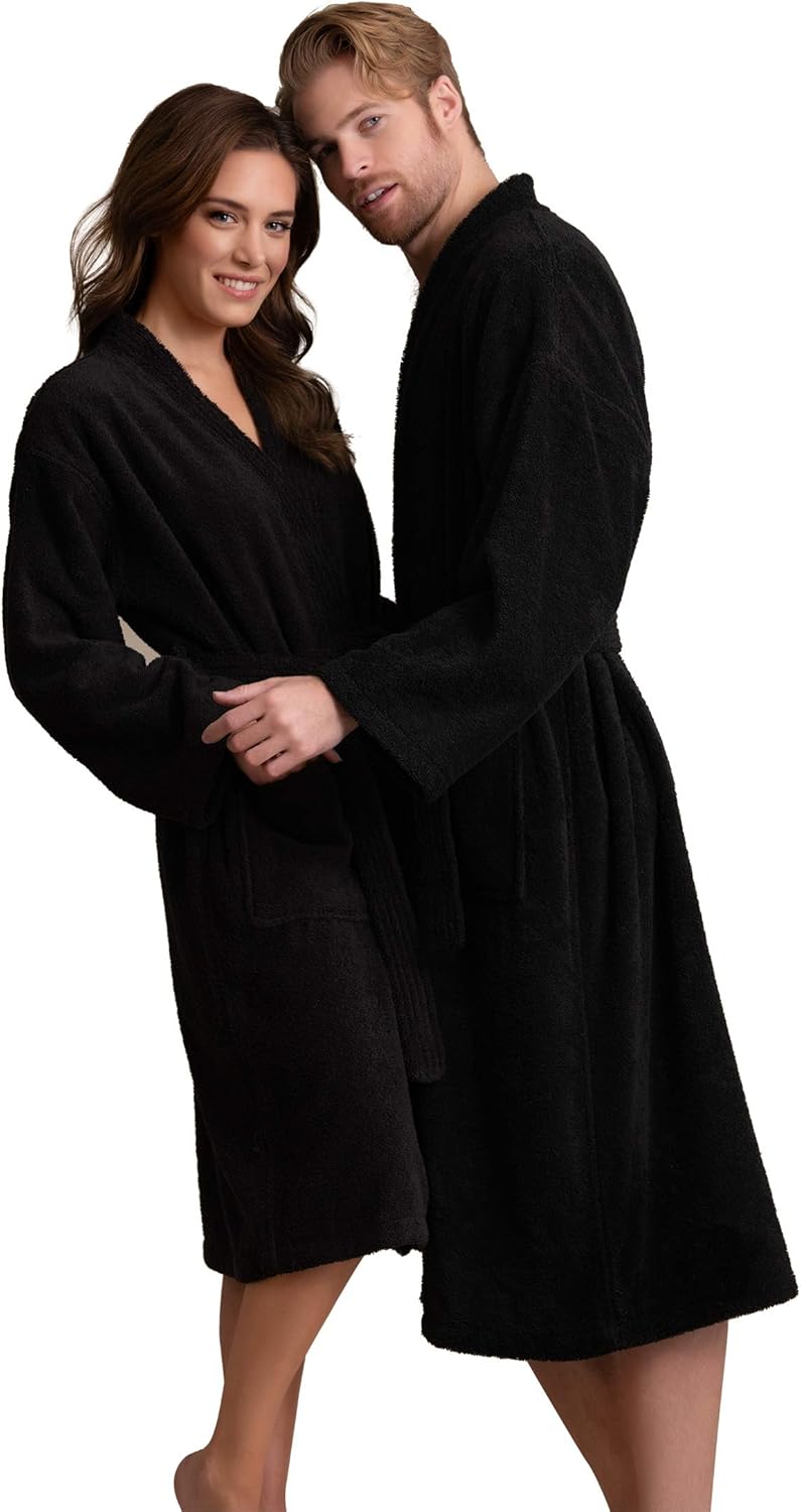 Soft Touch Linen Women's Robe Terry Cloth Kimono Bathrobe Thick 100% Cotton