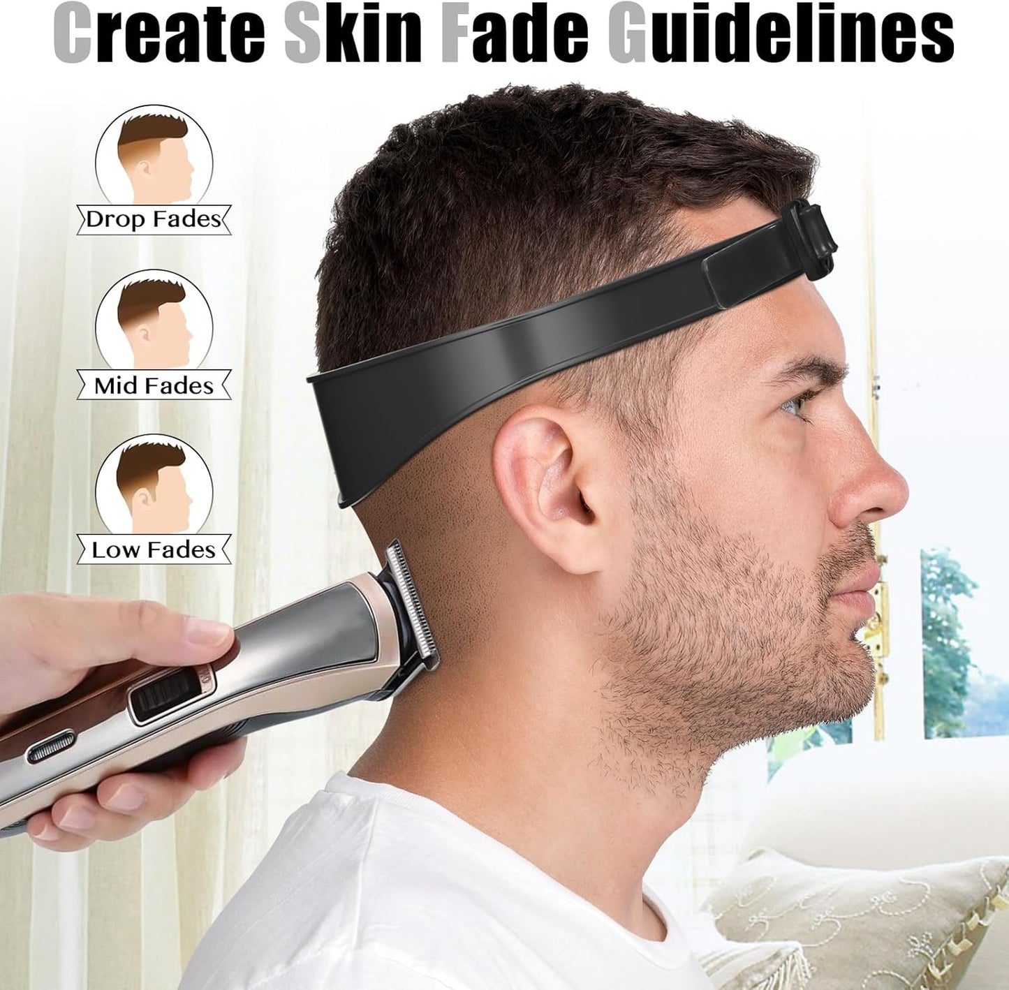 Neckline Shaving Template and Adjustable Hair Trimming Guide,DIY Self Haircutting System, Shaving and Keeping a Clean and Straight Neck Hairline,Easy Use Tool Soft Portable (Black)