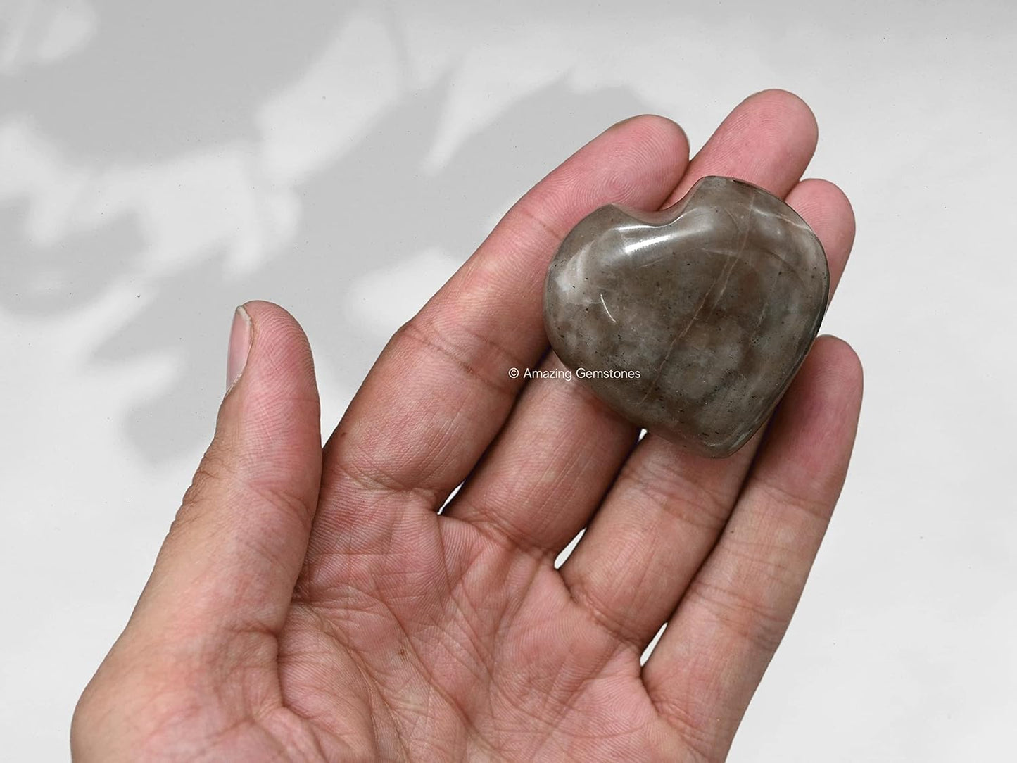 Amazing Gemstone Chrysoberyl Cats Eye Crystal Heart Palm Stone - Pocket Massage Worry Stone for Natural Body Chakra Balancing, Reiki Healing and Crystal Grid