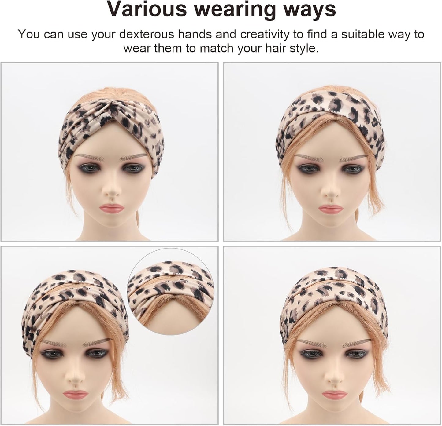 DRESHOW 8 Pack Headbands for Women Yoga Knotted Headbands Elastic Criss Cross Hair Accessories Sports Head Wrap Non Slip