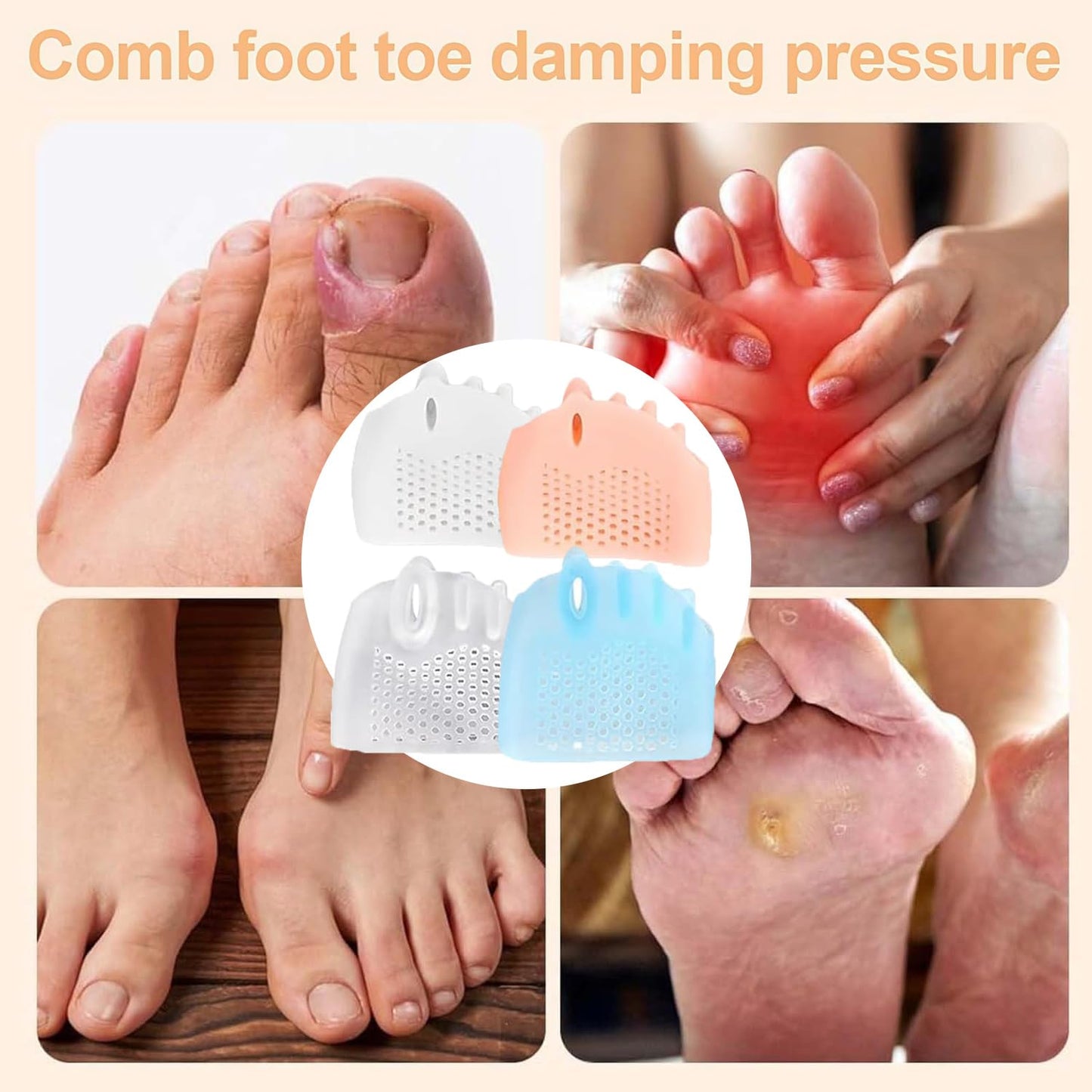 4Pairs Silicone Toe Separators for Women, Toe Separators for Women, Silicone Toe Separators for Women & Men, Bunion Corrector Cushion, Breathable Soft Gel Foot Cushions.