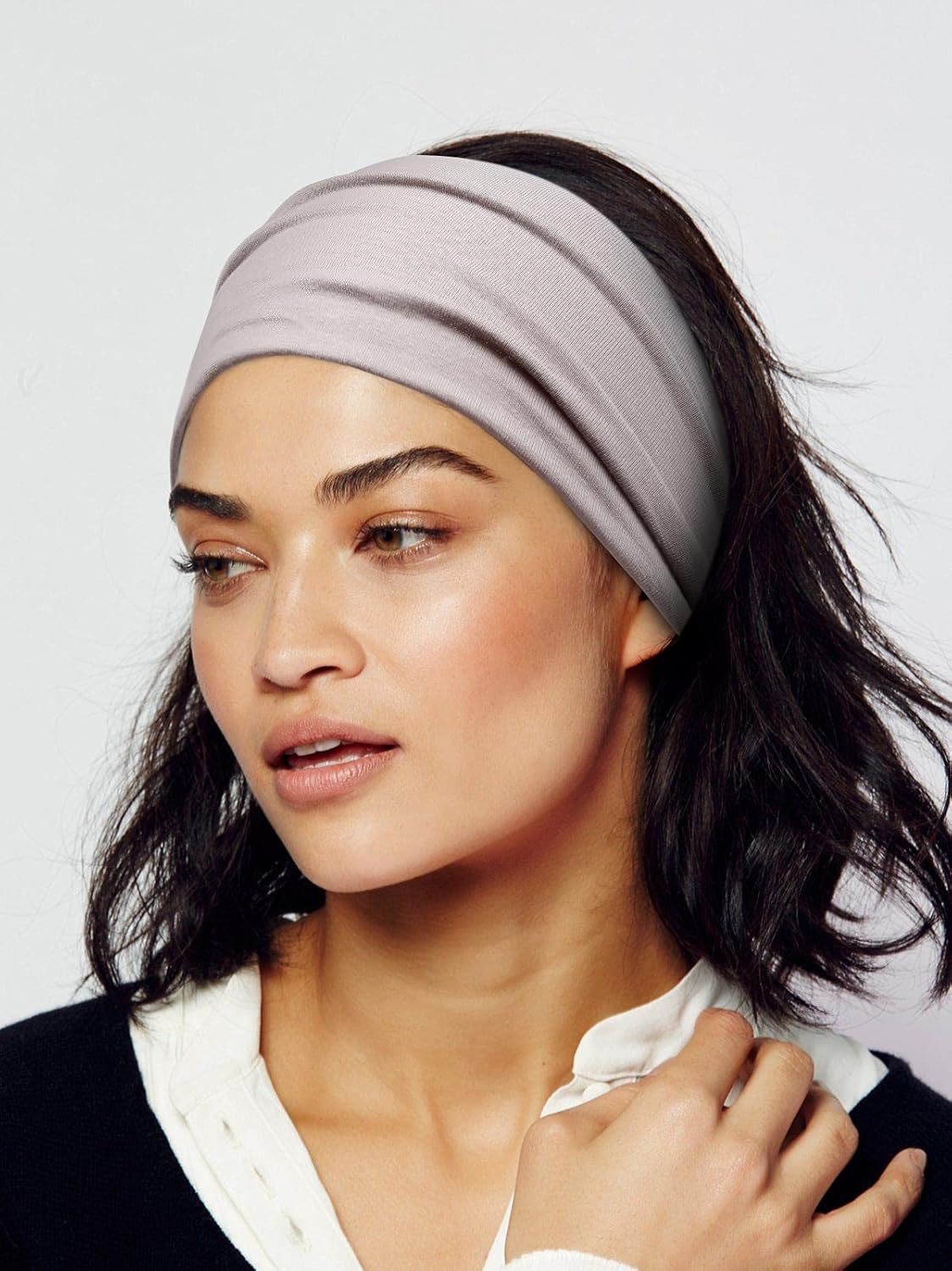 Wide Headbands for Women Black Stylish Head Wraps Boho Thick Hairbands Large African Sport Yoga Turban Headband Hair Accessories (Pack of 4)