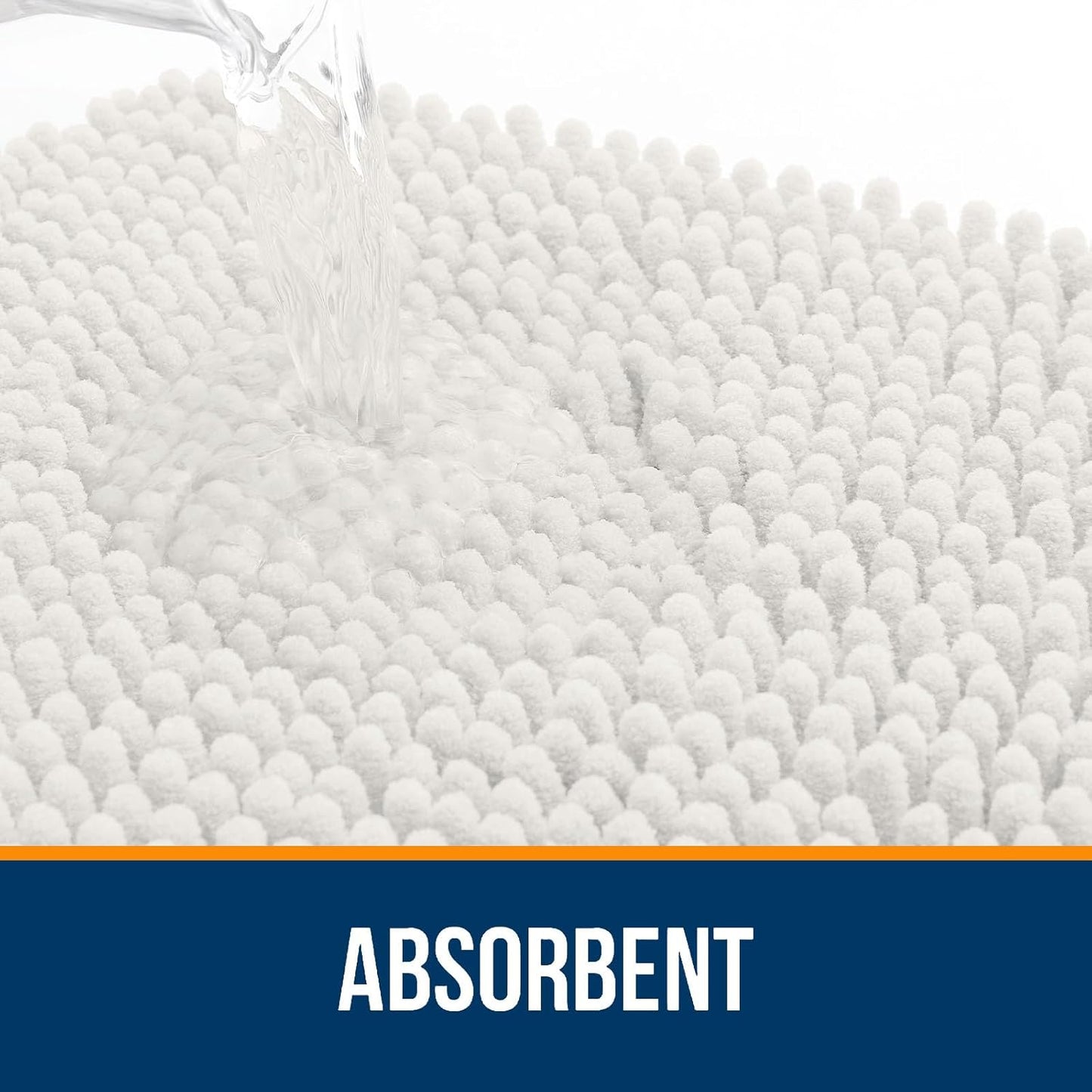 OLANLY Bathroom Rugs 40x24, Extra Soft Absorbent Chenille Bath Rugs, Rubber Backing Quick Dry, Machine Washable Bath Mats for Bathroom Floor, Tub and Shower, Home Decor Accessories, Ivory